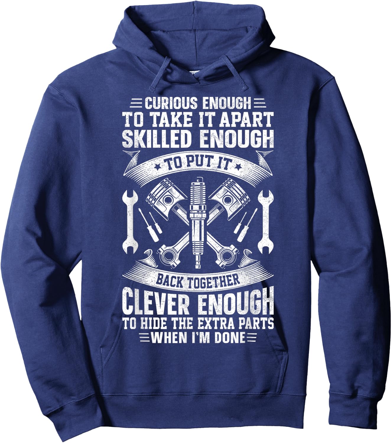 Curious Enough to Take It Apart Engineer Mechanic Hoodie - Hoodie | Navy