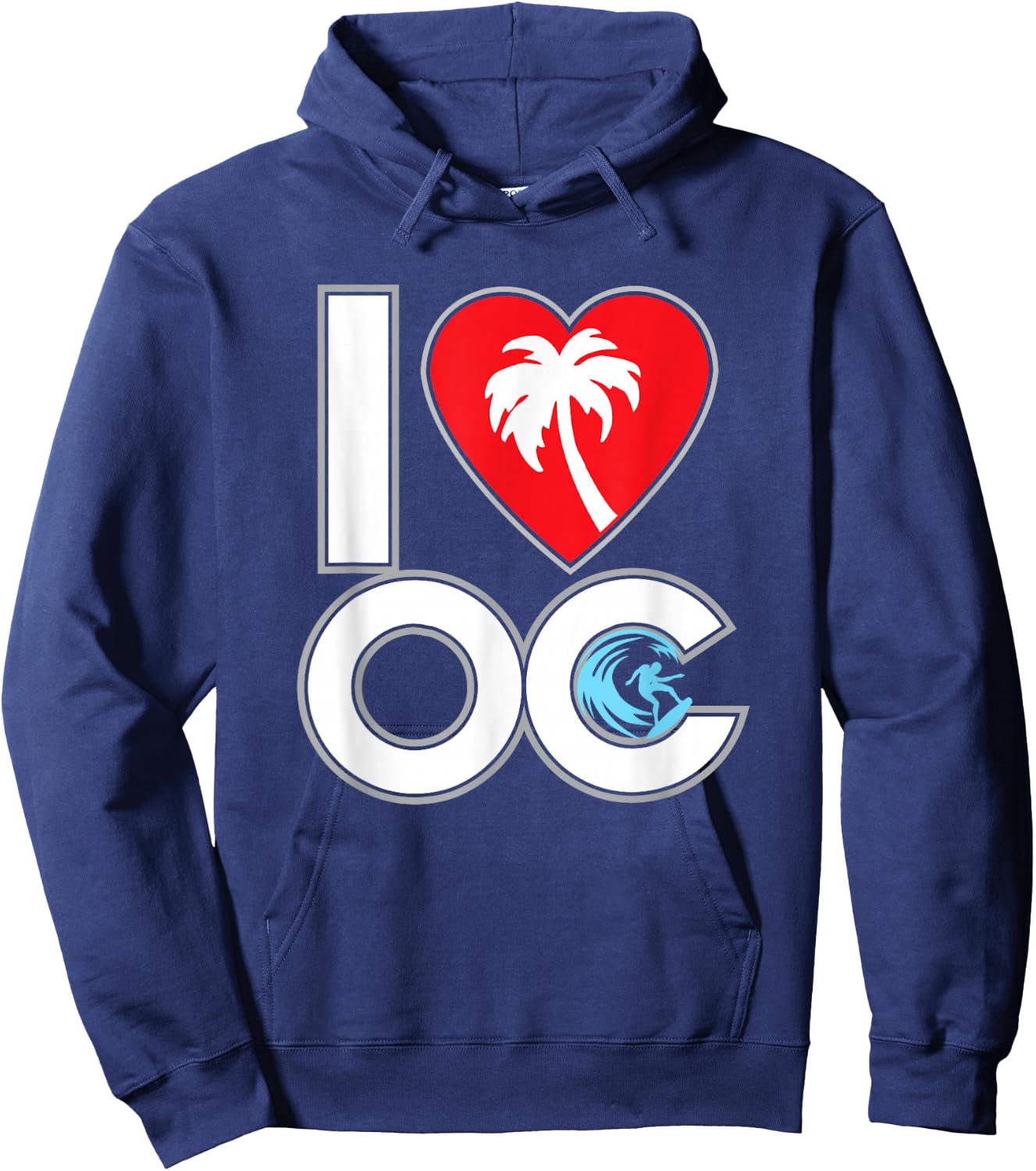 I LOVE OC - Orange County Cali CA California Heart surfing Hoodie - Hoodie | Navy