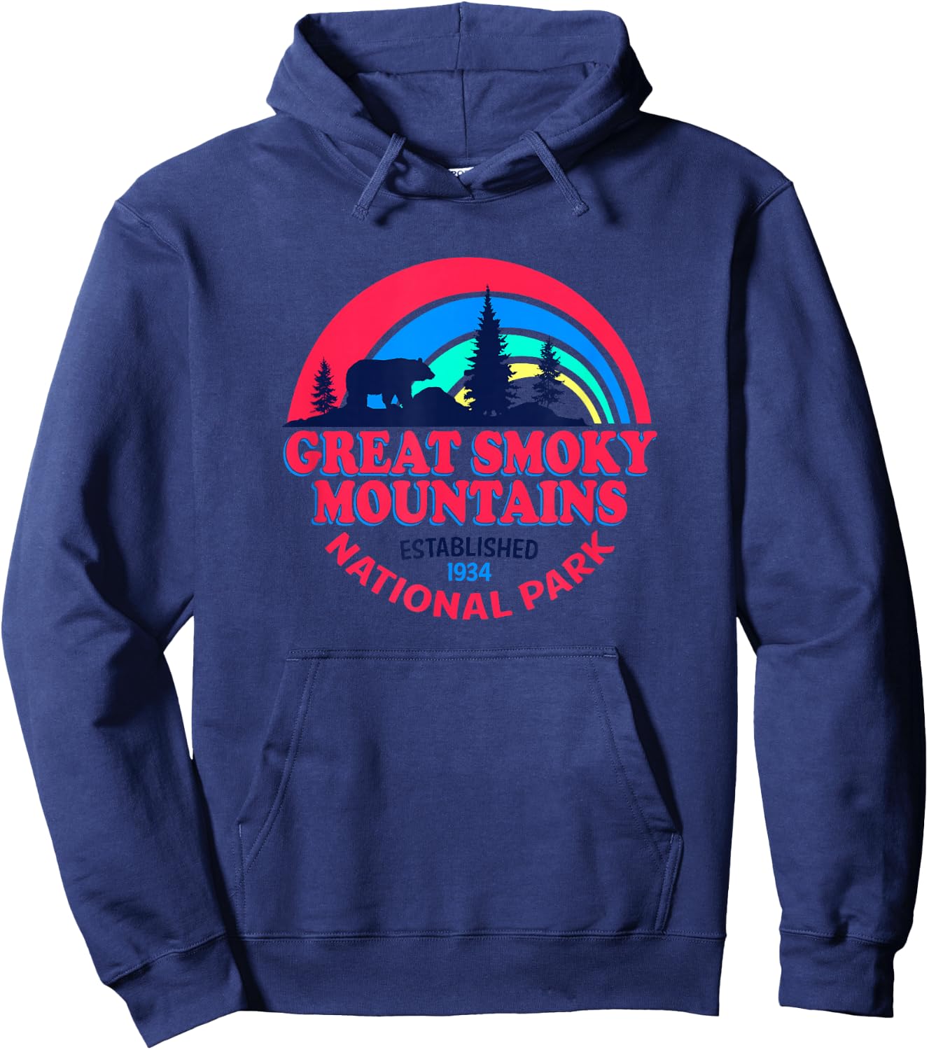 Great Smoky Mountains National Park Retro Bear Hoodie - Hoodie | Navy