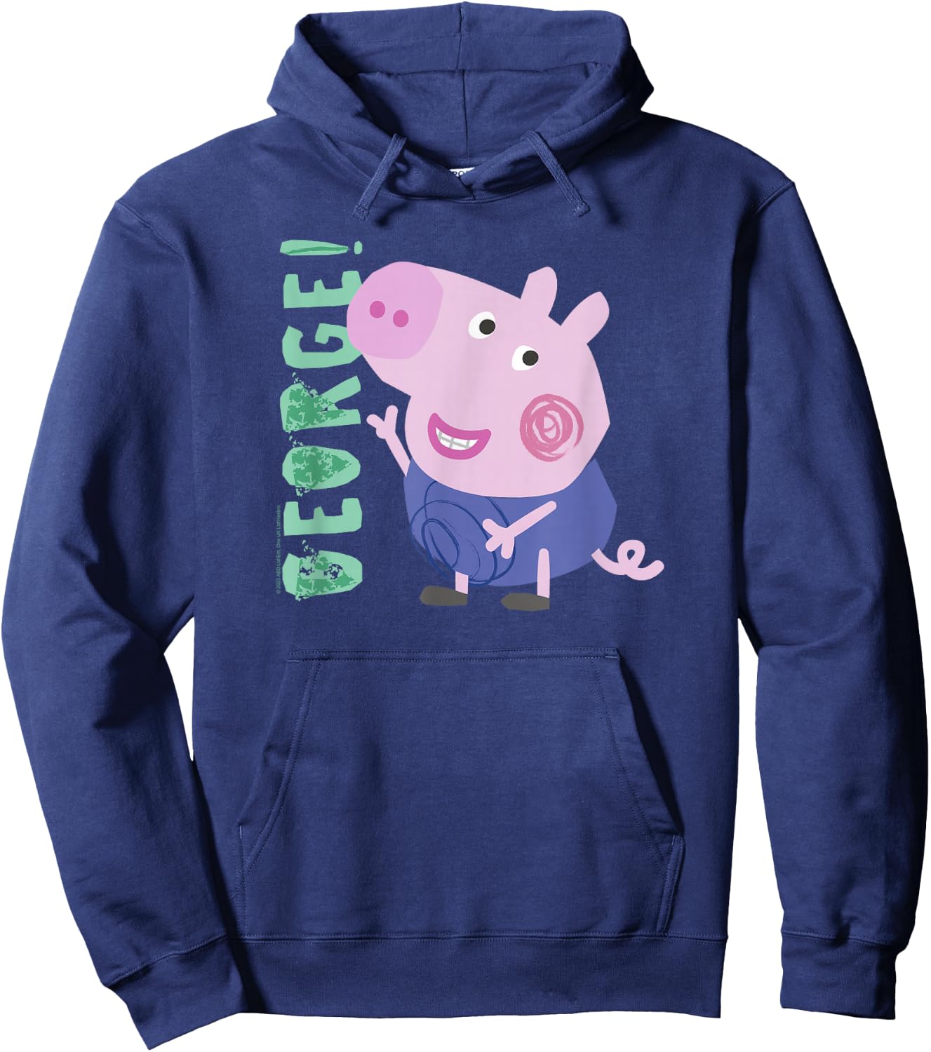 Peppa Pig George! Text Full Body Smiling Portrait Hoodie - Hoodie | Navy
