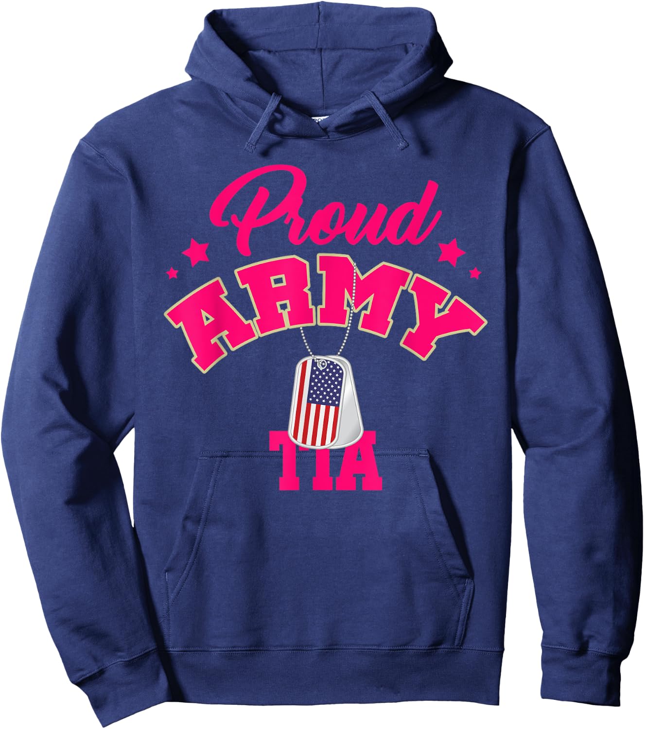 Proud Army TIA USA American Flag Dog Tag Family Match Women Men Hoodie - Hoodie | Navy