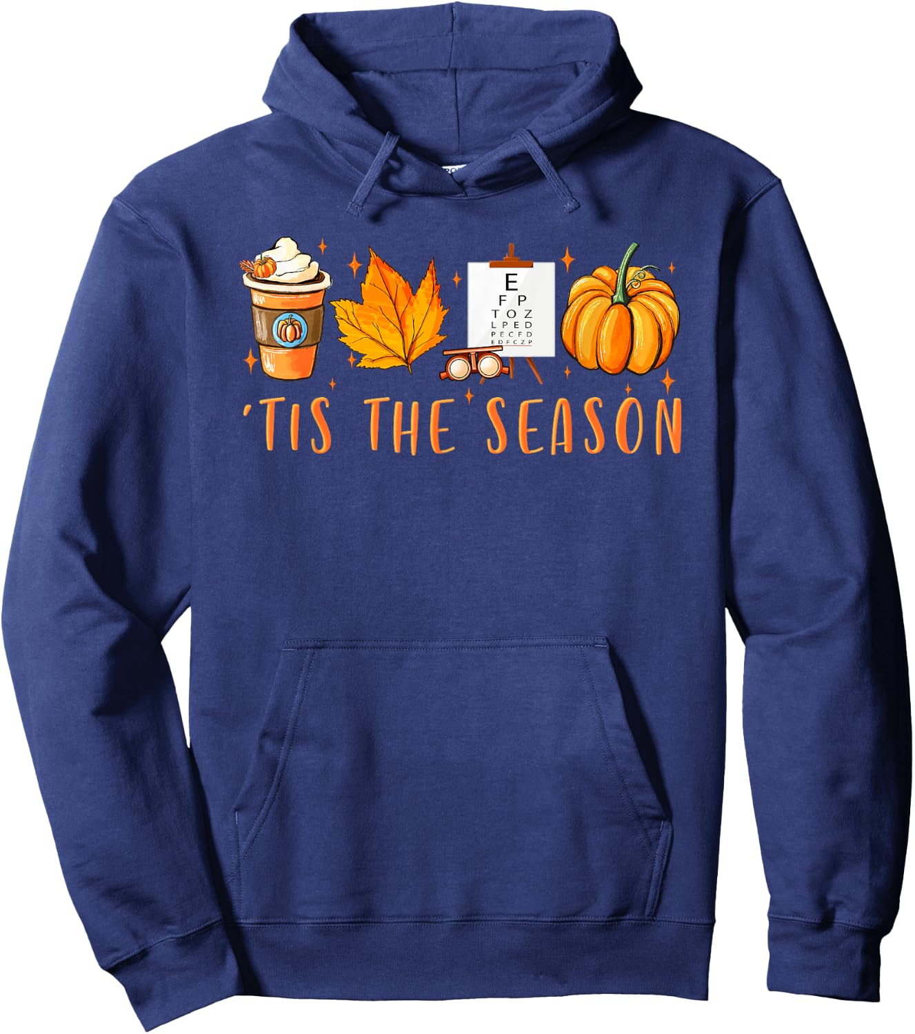 Tis The Season Optician Pumpkin Spice Fall Leaves Autumn Hoodie - Hoodie | Navy