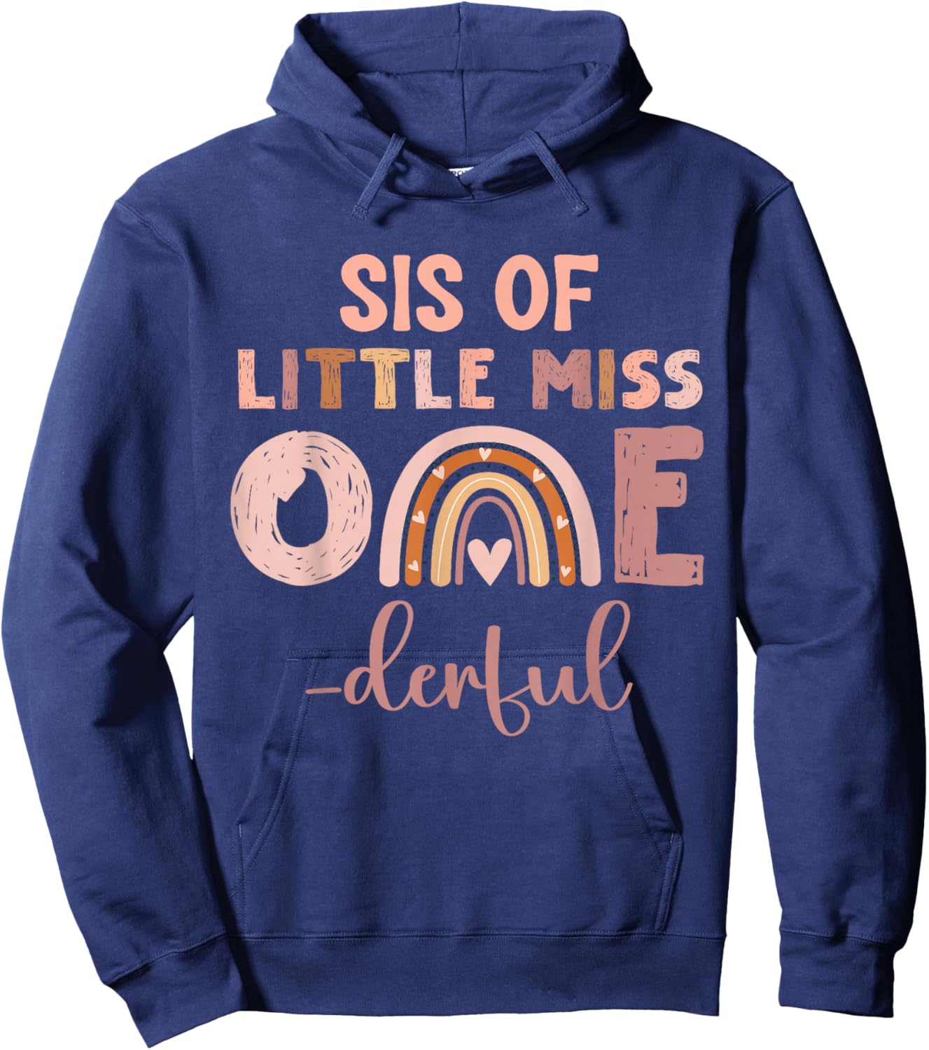 Boho Sis of Miss Onederful 1st Birthday Girl Cute Hoodie - Hoodie | Navy