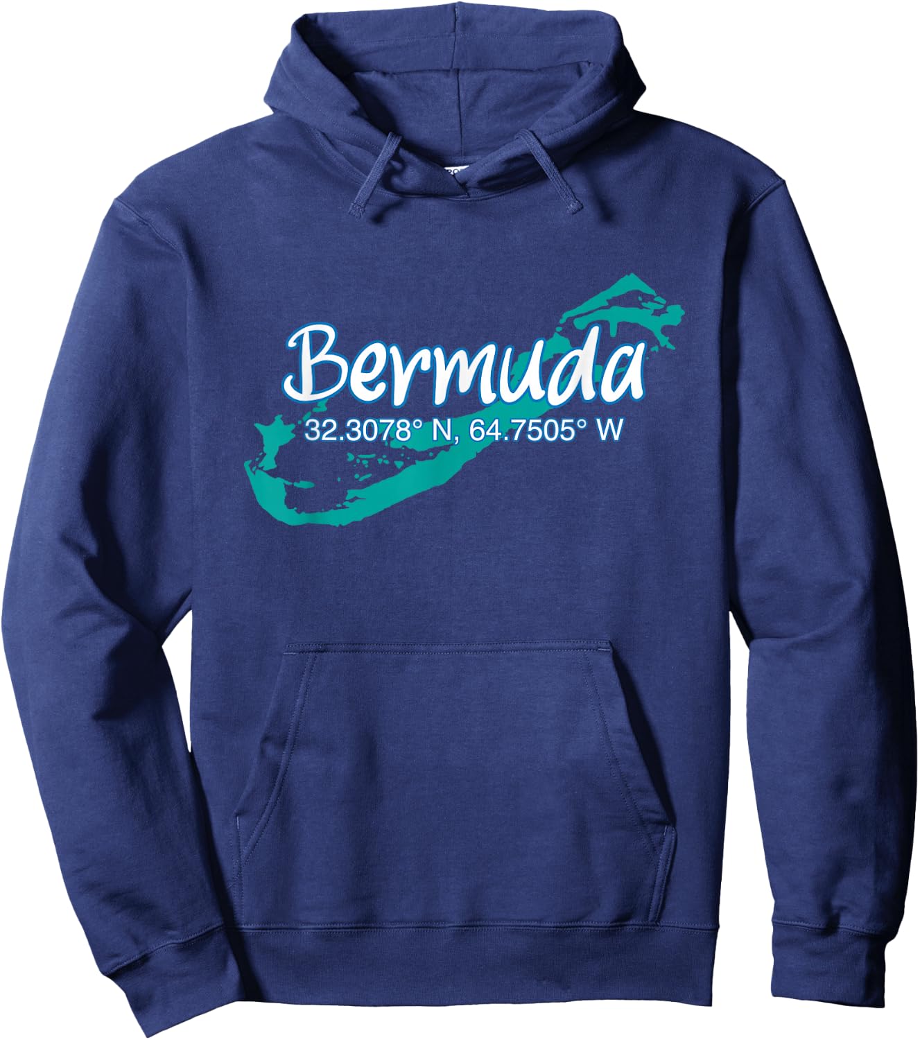 Bermuda Island Coordinates, Tourist Vacation Hoodie - Hoodie | Navy