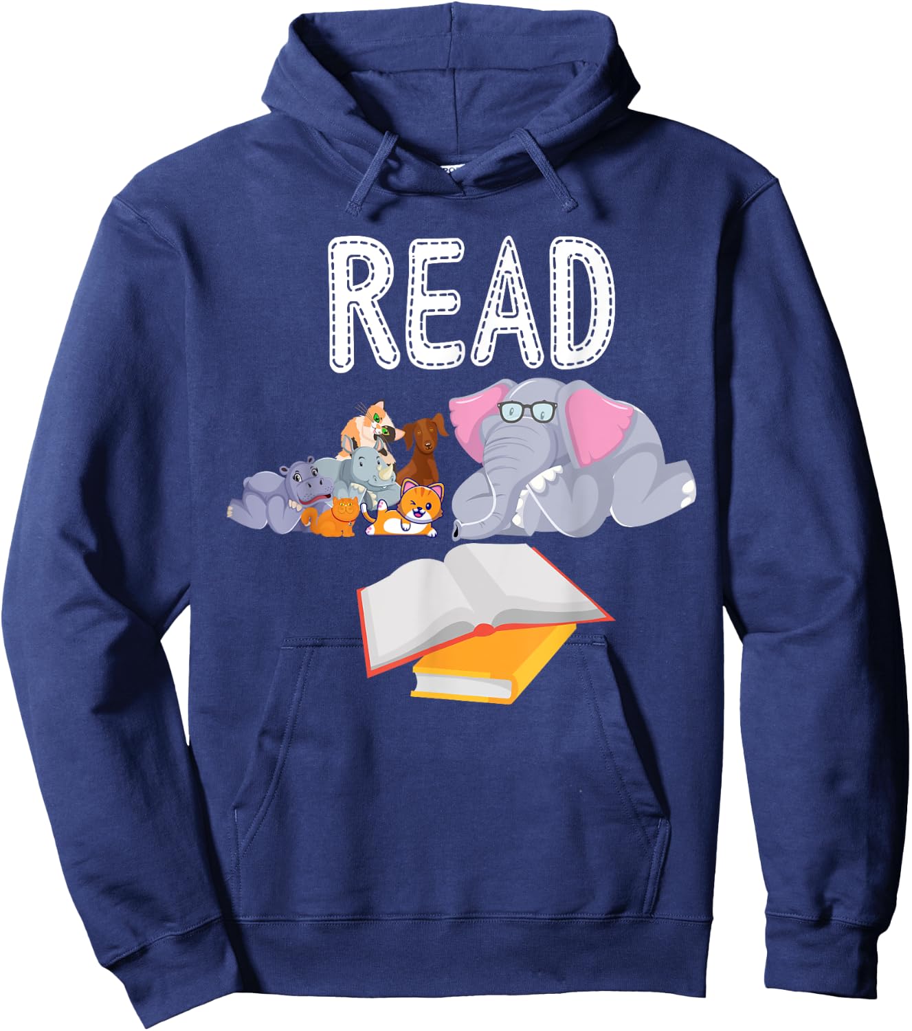 Funny Teacher Library Read Book Club Piggie Elephant Pigeons Men Women Kids Hoodie - Hoodie | Navy