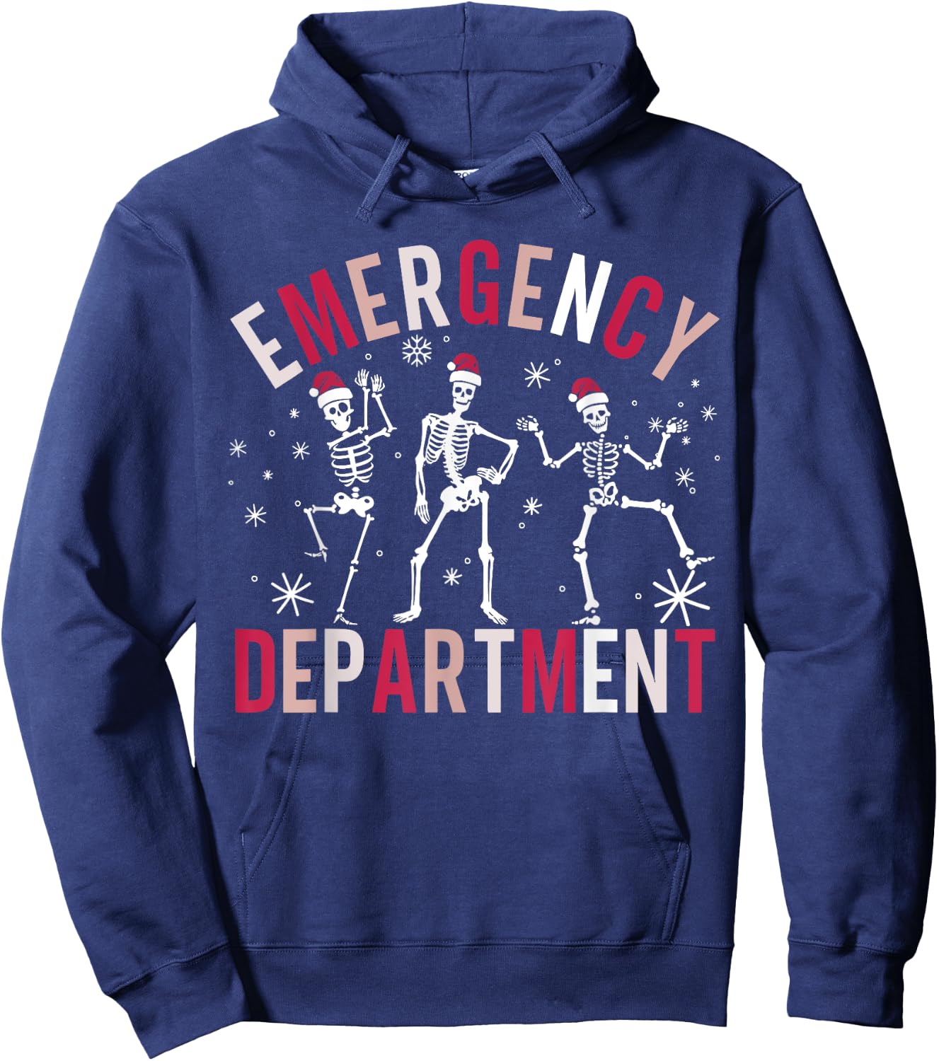Emergency Department Skeleton Santa Hat ER Nurse Christmas Hoodie - Hoodie | Navy