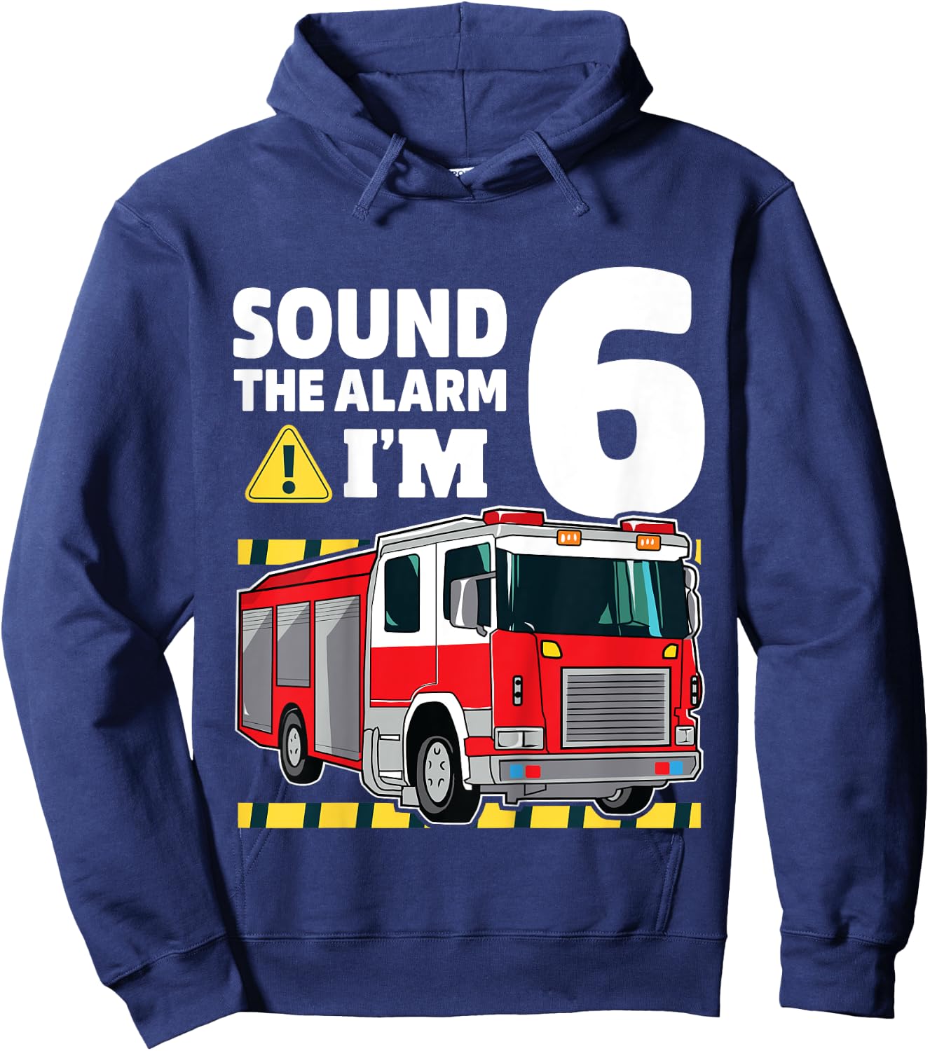 Kids 6th Birthday Boy Fire Truck 6 Six Year Old Firefighter Hoodie - Hoodie | Navy