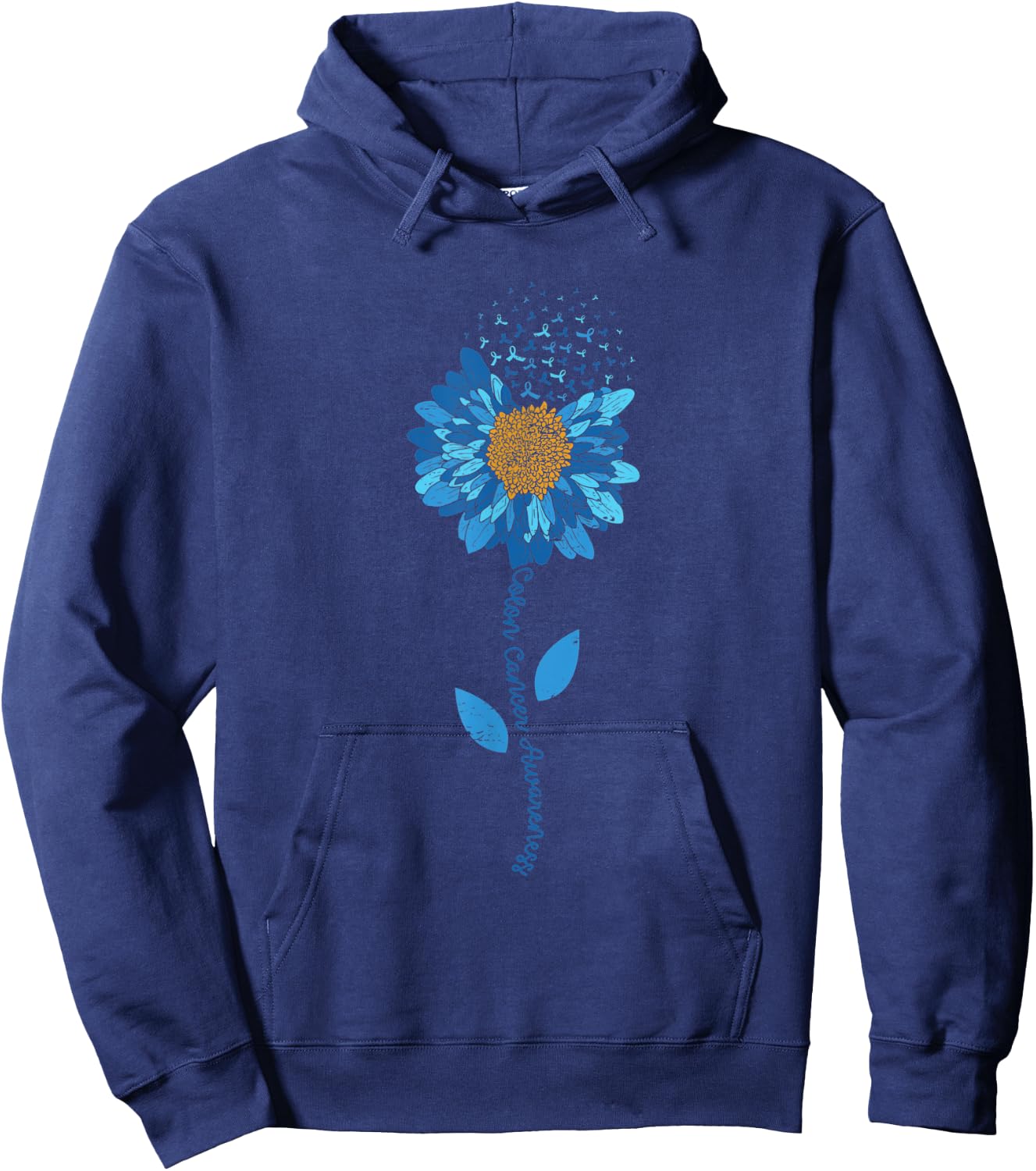 Colon Cancer Awareness Flower Colorectal Cancer Awareness Hoodie - Hoodie | Navy