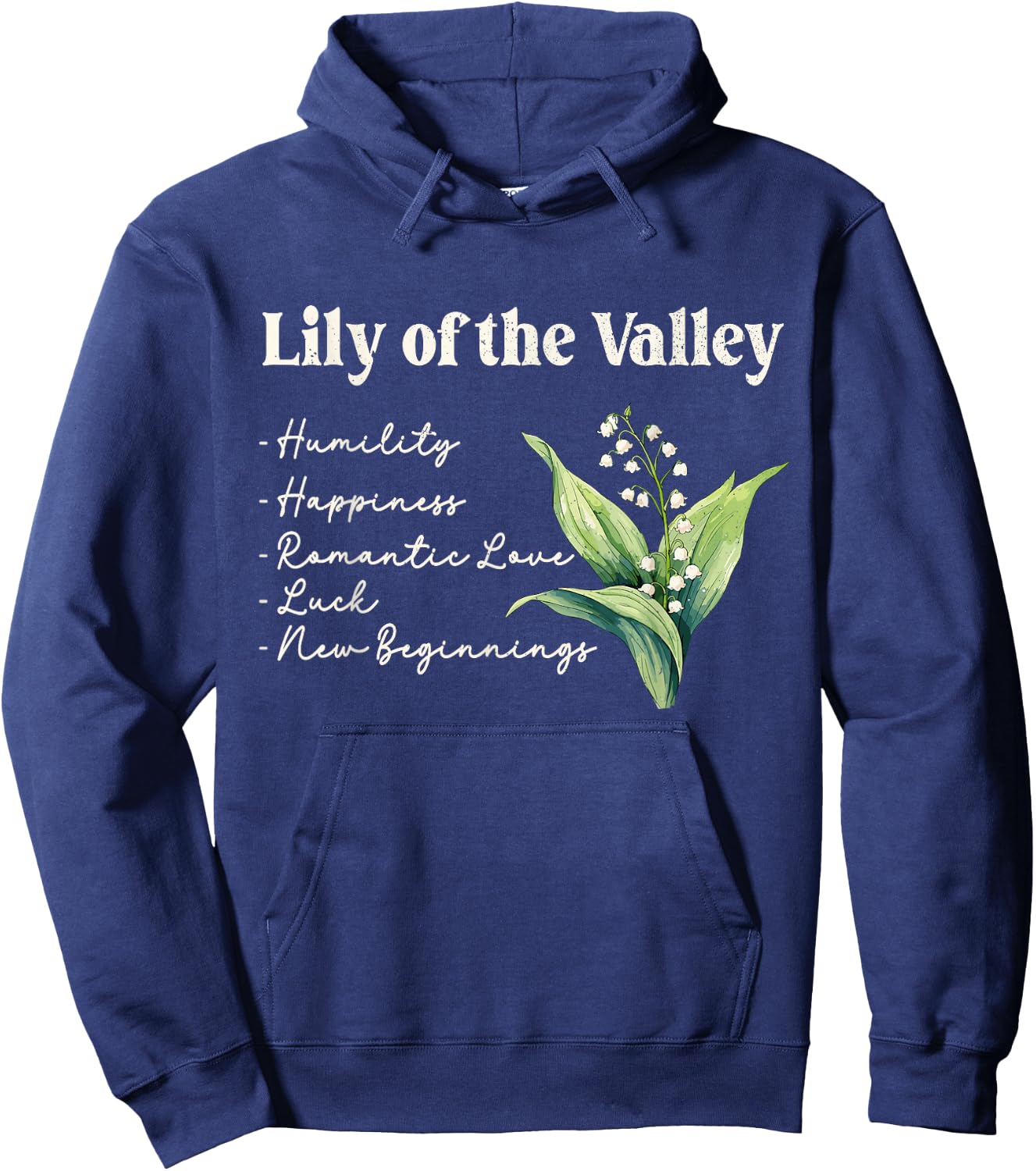 May Birth Flower Lily of the Valley | May Birthday Hoodie - Hoodie | Navy