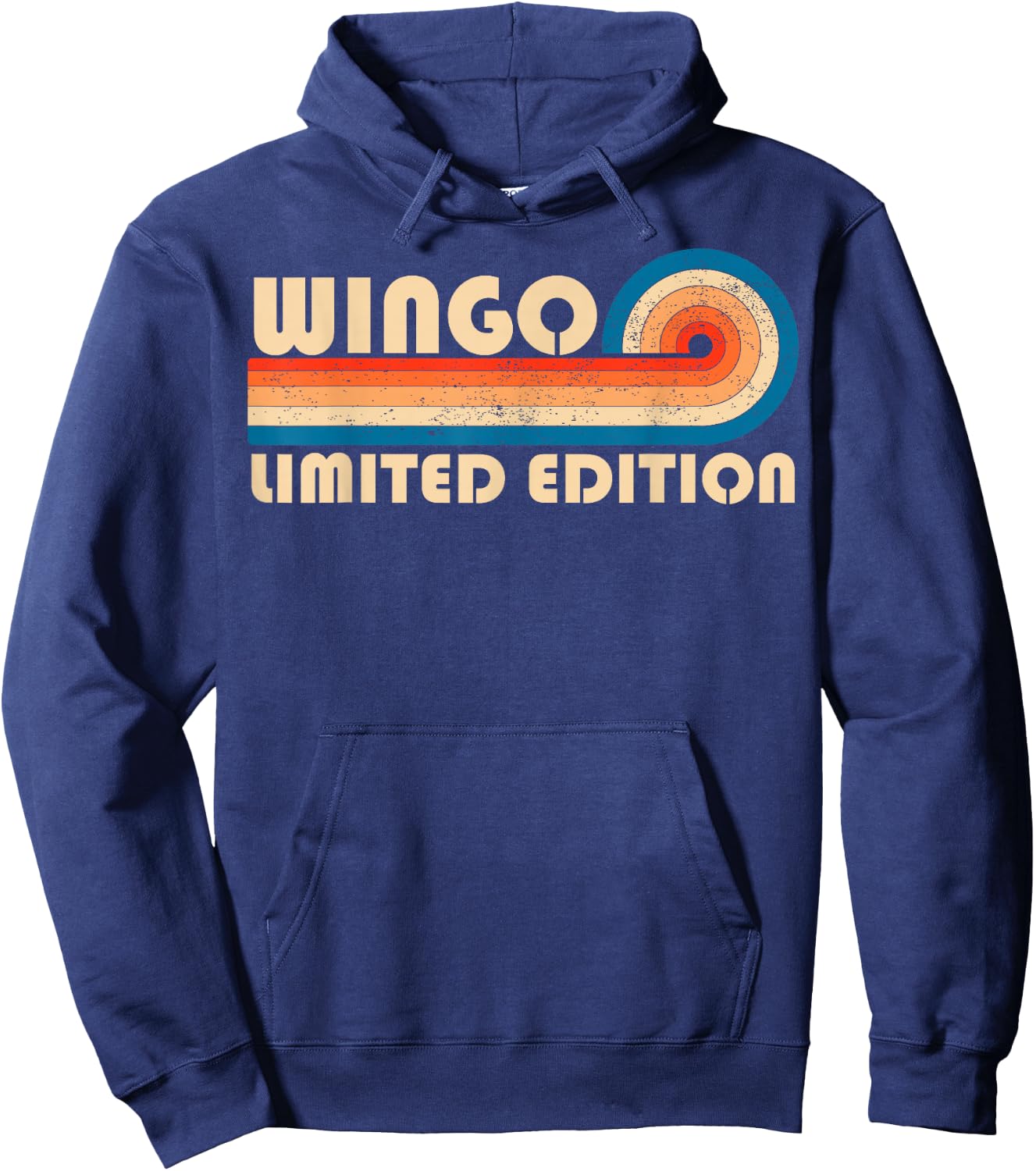WINGO Retro 70s 80s Sunset Stripe Hoodie - Hoodie | Navy