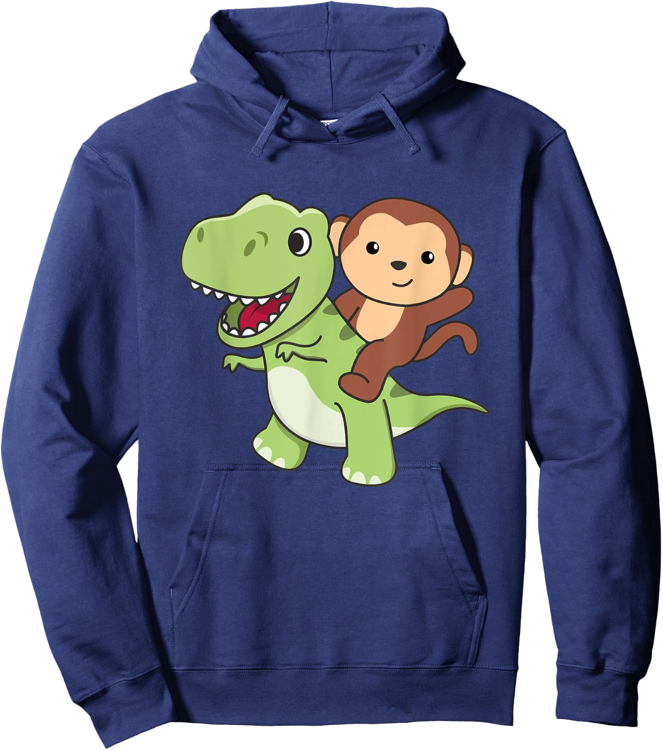 Monkey Rides On T-rex Cute Tyrannosaurus With Monkeys Hoodie - Hoodie | Navy