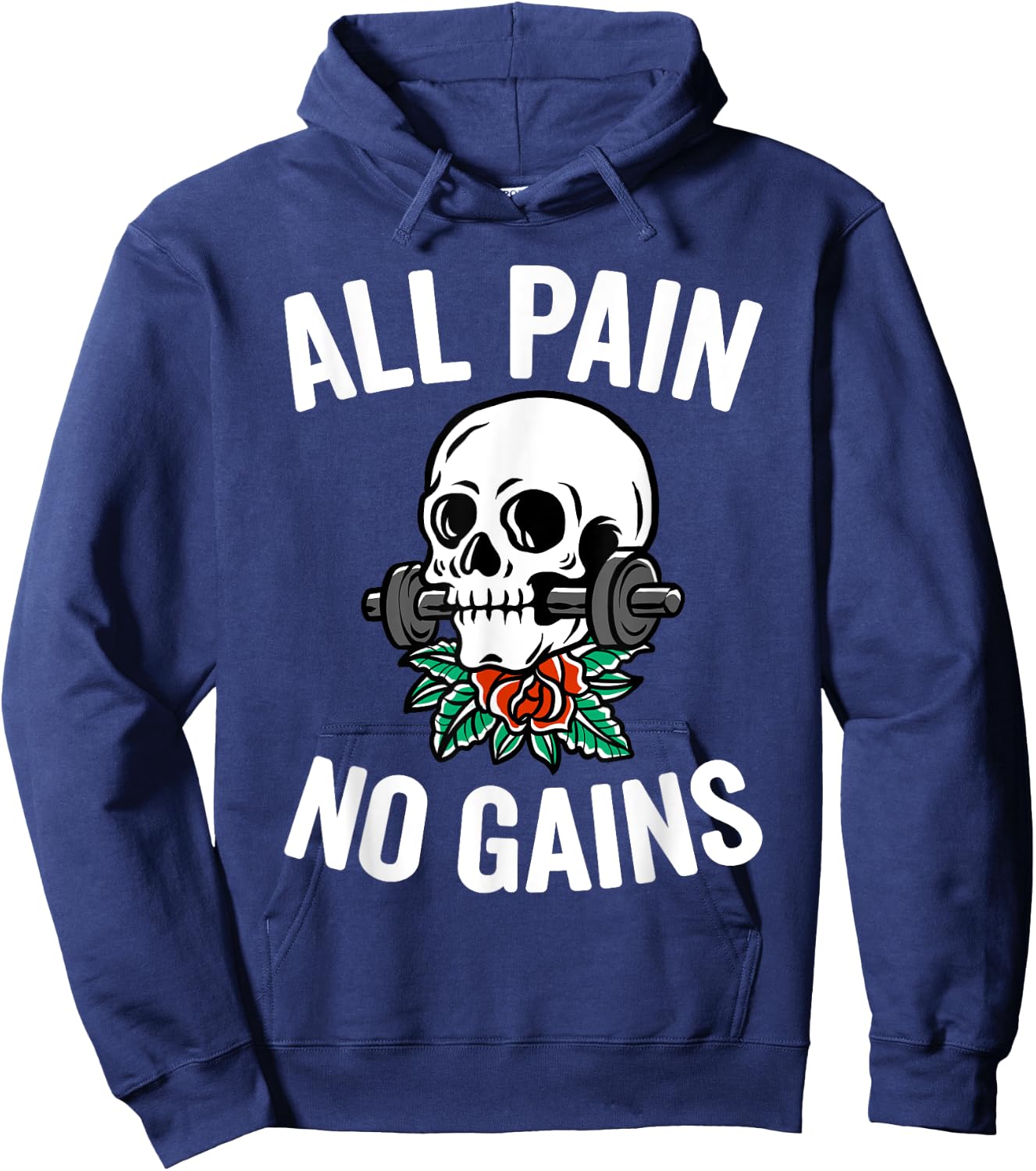 Funny Gym Fitness Workout Parody All Pain No Gains Black Men's Medium Classic Fit Short Sleeve Round Neck Hoodie - Hoodie | Navy