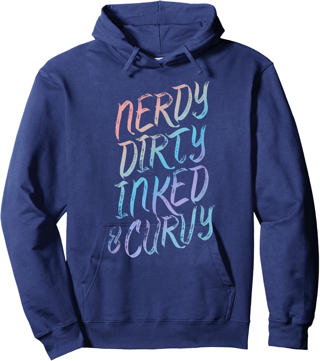 Nerdy Dirty Inked & Curvy - Tattoo Woman Girl Nerd Hoodie - Hoodie | Navy