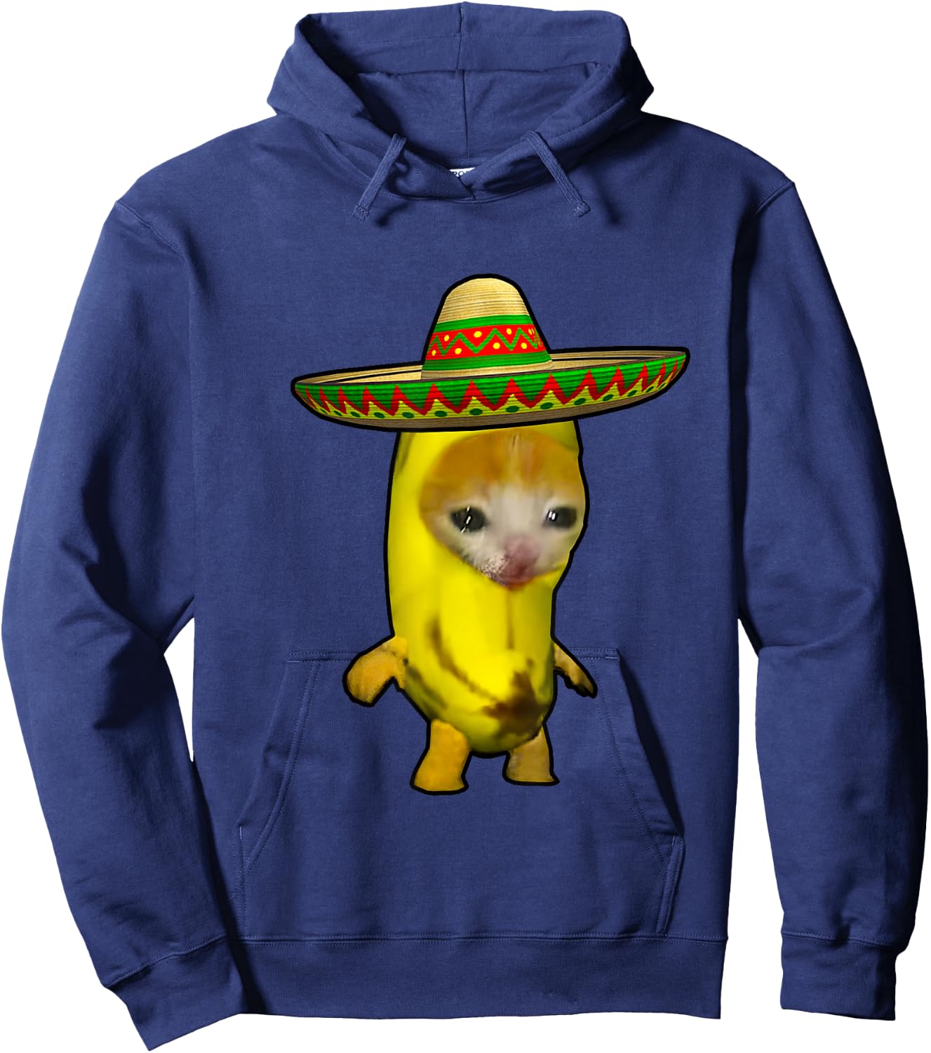 Sombrero Banana Cat Bananacat Meme Mexican Hat Kitty Meme Hoodie - Hoodie | Navy