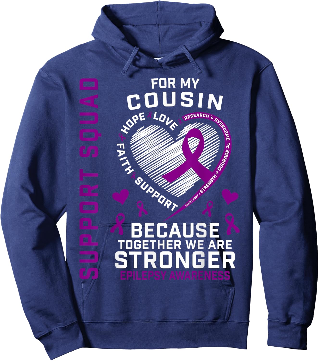 Purple Ribbon Cousin Epilepsy Awareness Month Graphic Family Hoodie - Hoodie | Navy