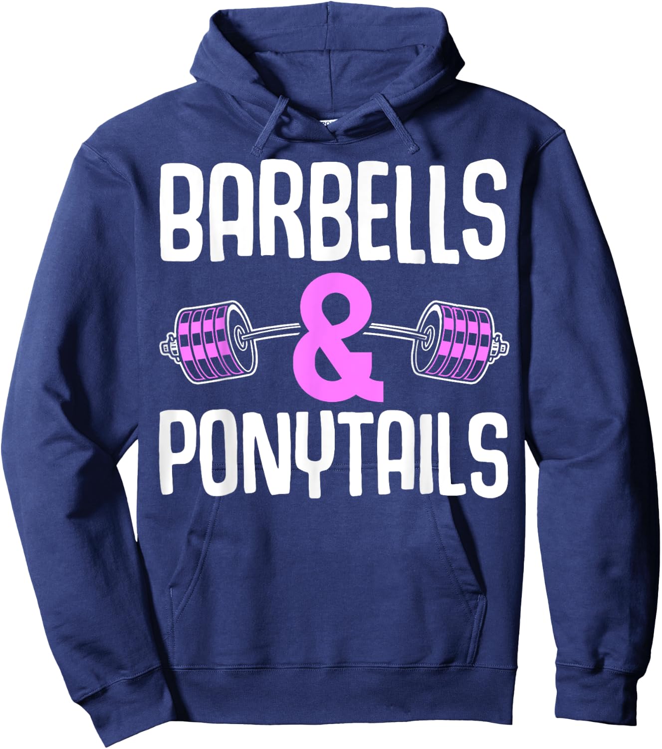 Barbells And Ponytails - Motivational Fitness Women Gym Hoodie - Hoodie | Navy