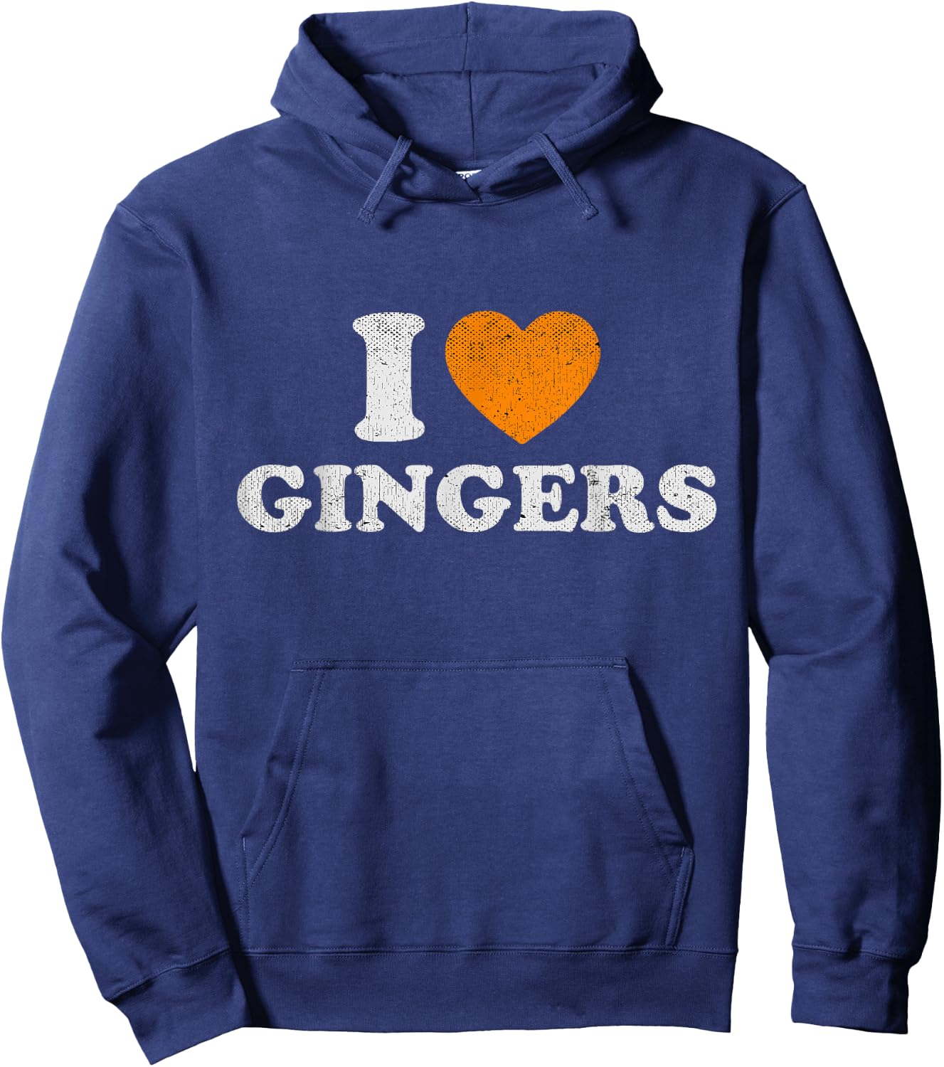 Funny I Heart Gingers Gifts For Red Hair Lovers Redhead Distressed Orange Heart Outfit I Love Gingers Hoodie - Hoodie | Navy