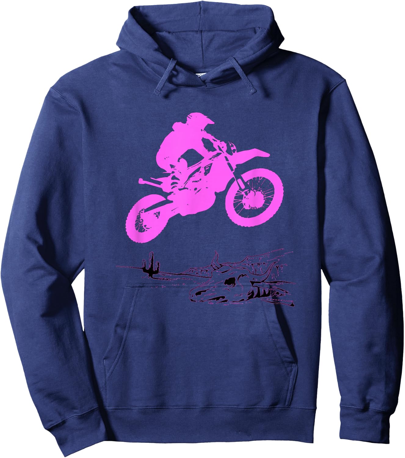 Pink Motocross Dirtbike Motorcycle Desert Racing Rider Jump Hoodie - Hoodie | Navy