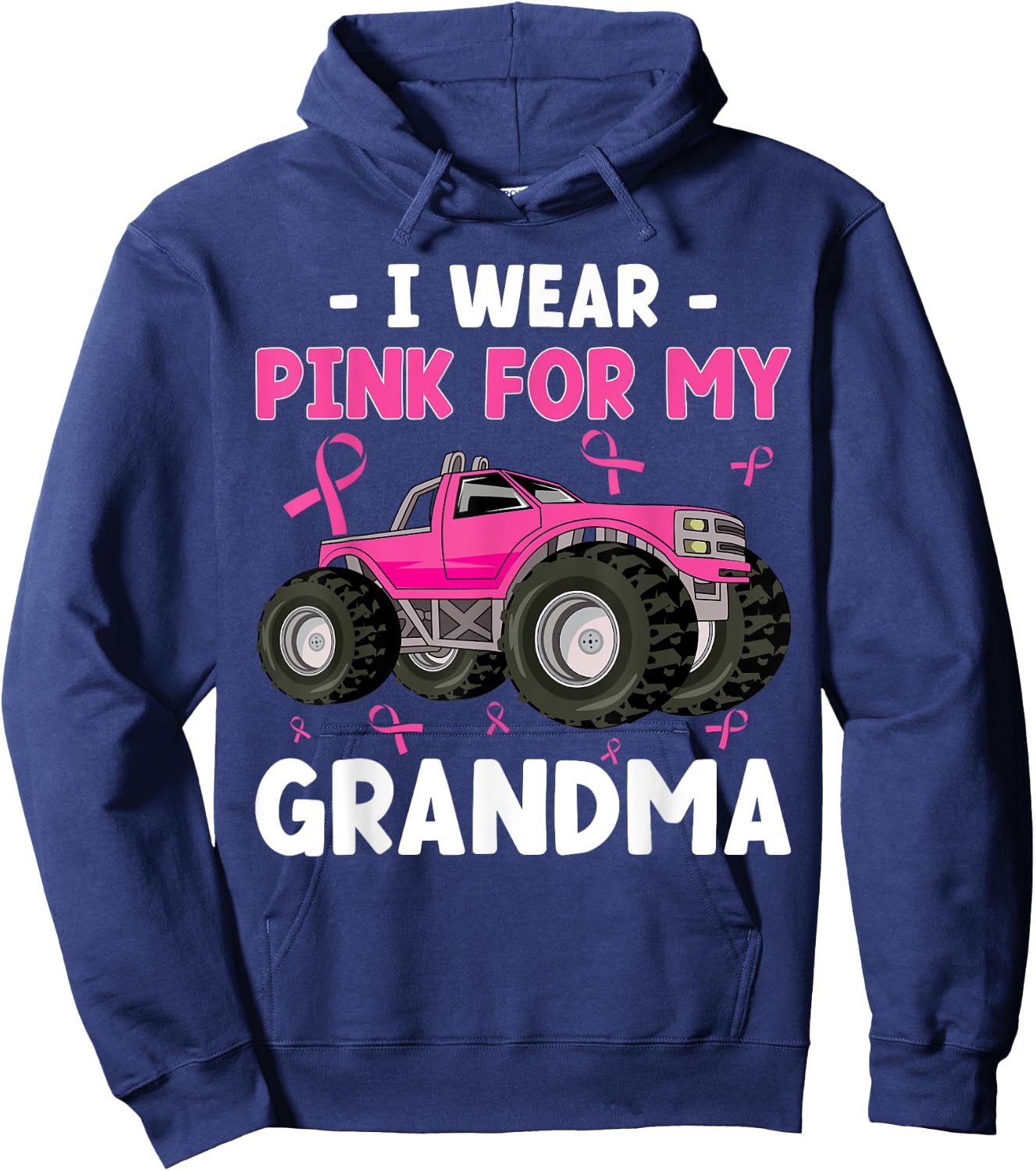 Monster Truck I Wear Pink Breast Cancer Awareness Hoodie - Hoodie | Navy