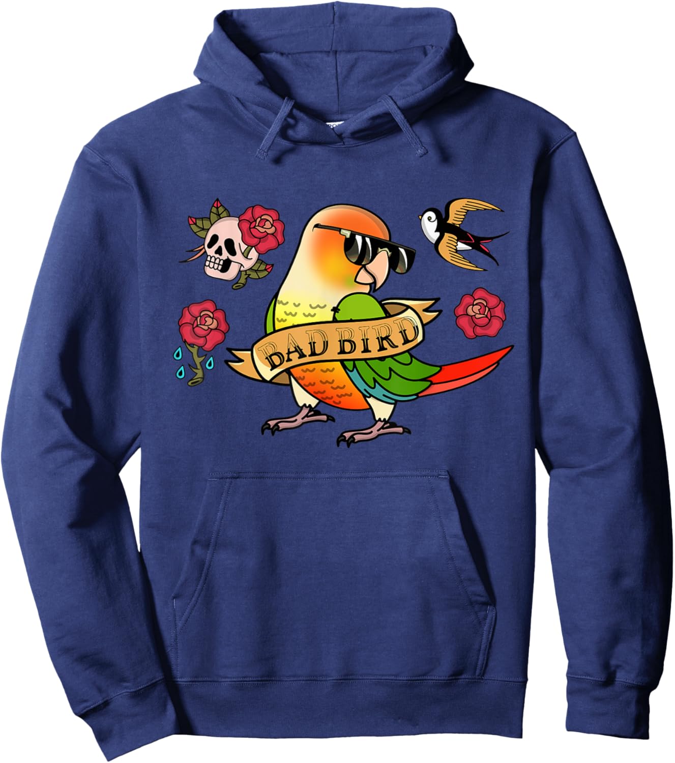 Bad Bird Parrot I Green Cheek Pineapple Conure Hoodie - Hoodie | Navy