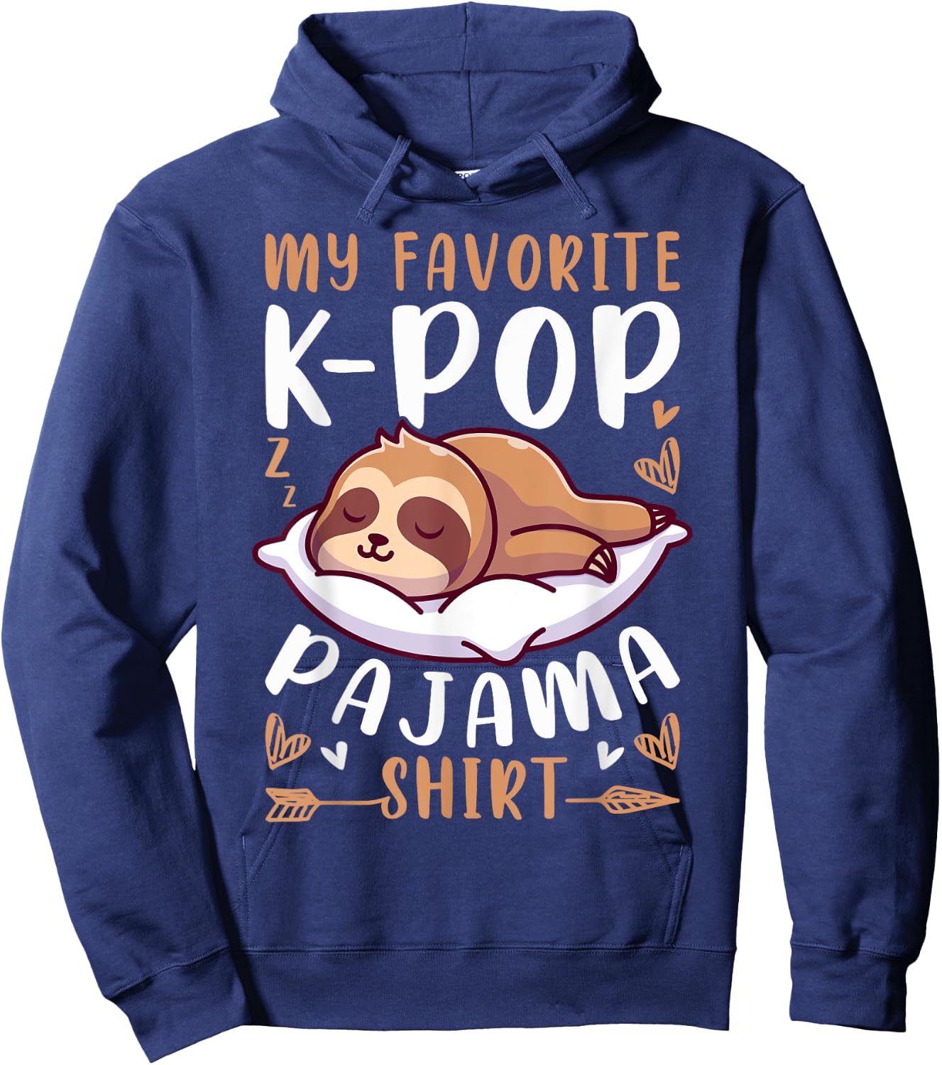 K-Pop Music, Sleeping Sloth, K-Pop Pajama Hoodie - Hoodie | Navy