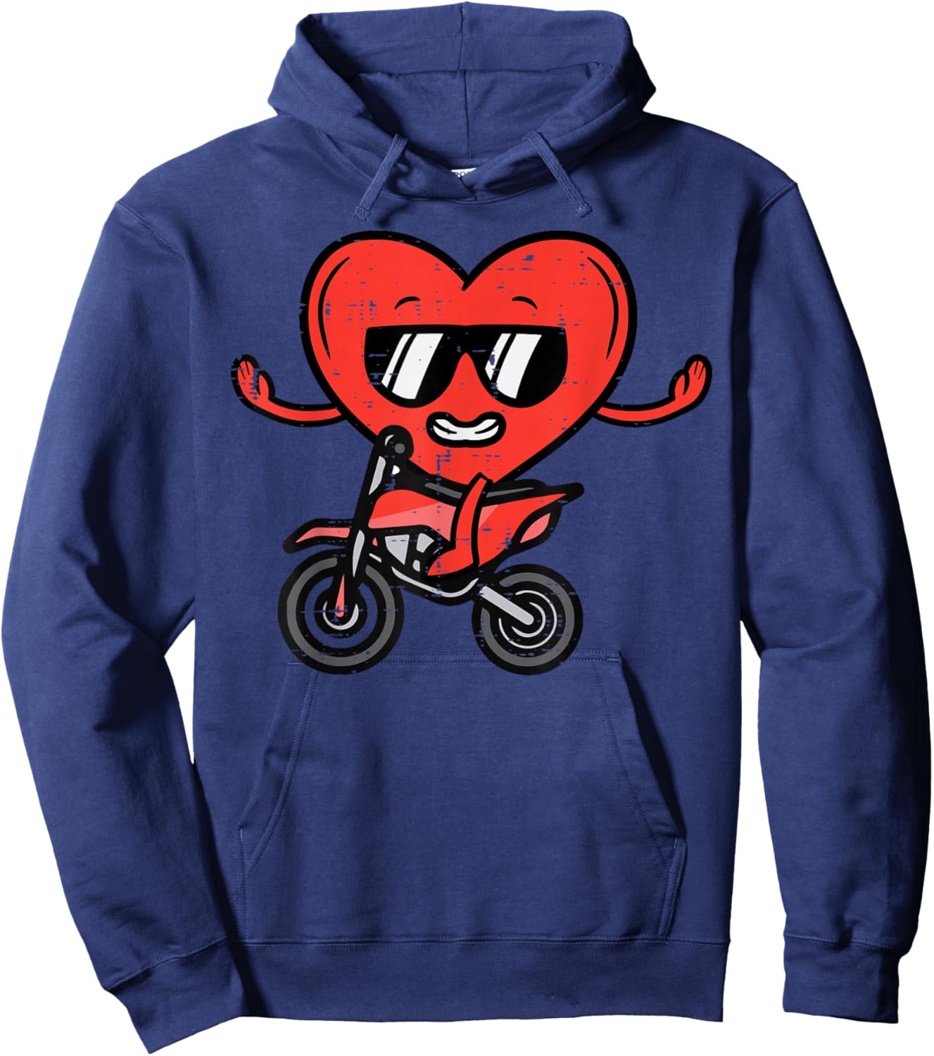 Valentines Day Dirt Bike Heart Funny Motocross Men Women Kid Hoodie - Hoodie | Navy