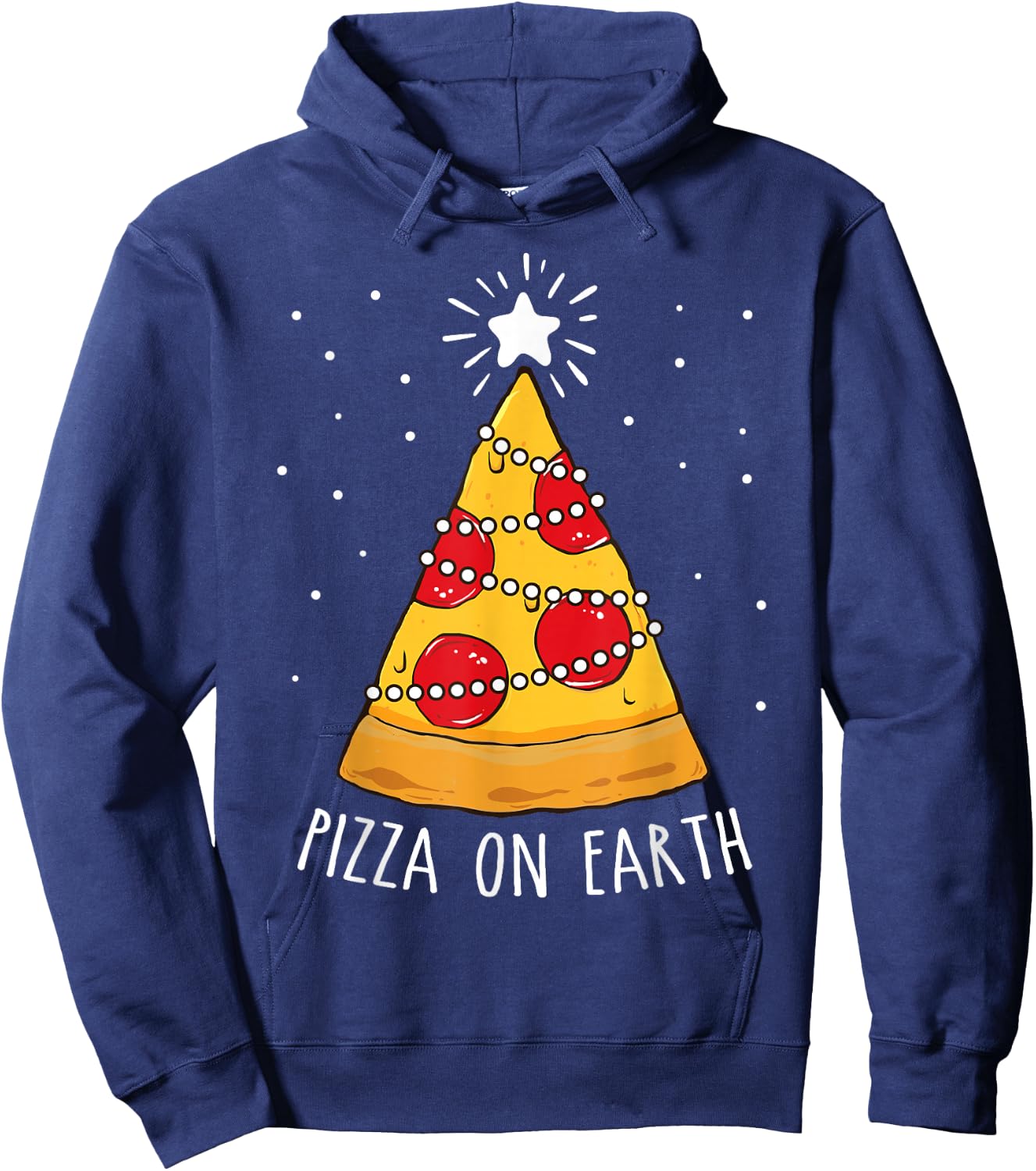 Funny Pizza on Earth Christmas Tree Merry Pizzamas Crustmas Hoodie - Hoodie | Navy