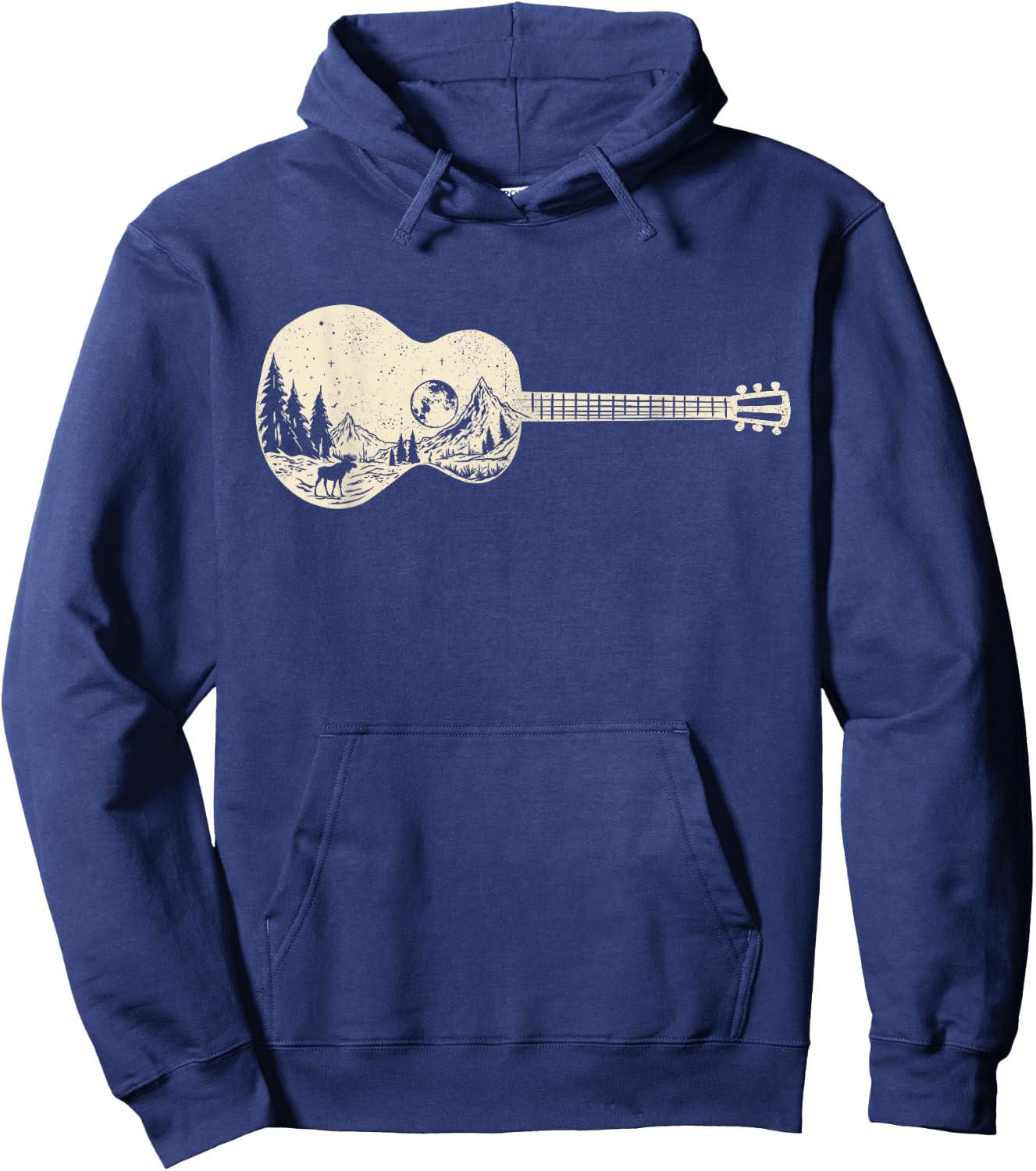 Acoustic Guitar Nature Mountain Music Lover Guitarist Retro Hoodie - Hoodie | Navy