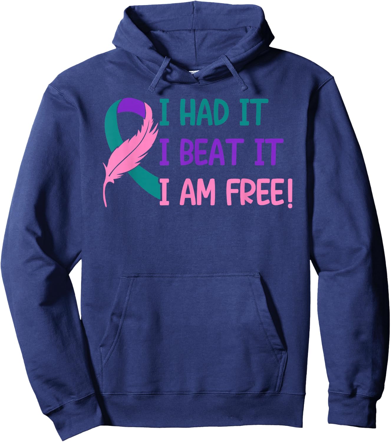 Thyroid - I Had It Beat It I'm Free Thyroid Cancer Awareness Hoodie - Hoodie | Navy