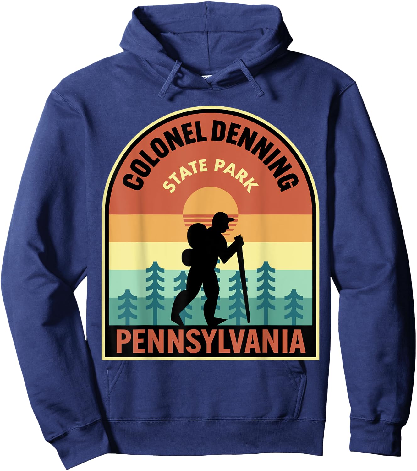 Colonel Denning State Park Pennsylvania Retro Hiking Hoodie - Hoodie | Navy