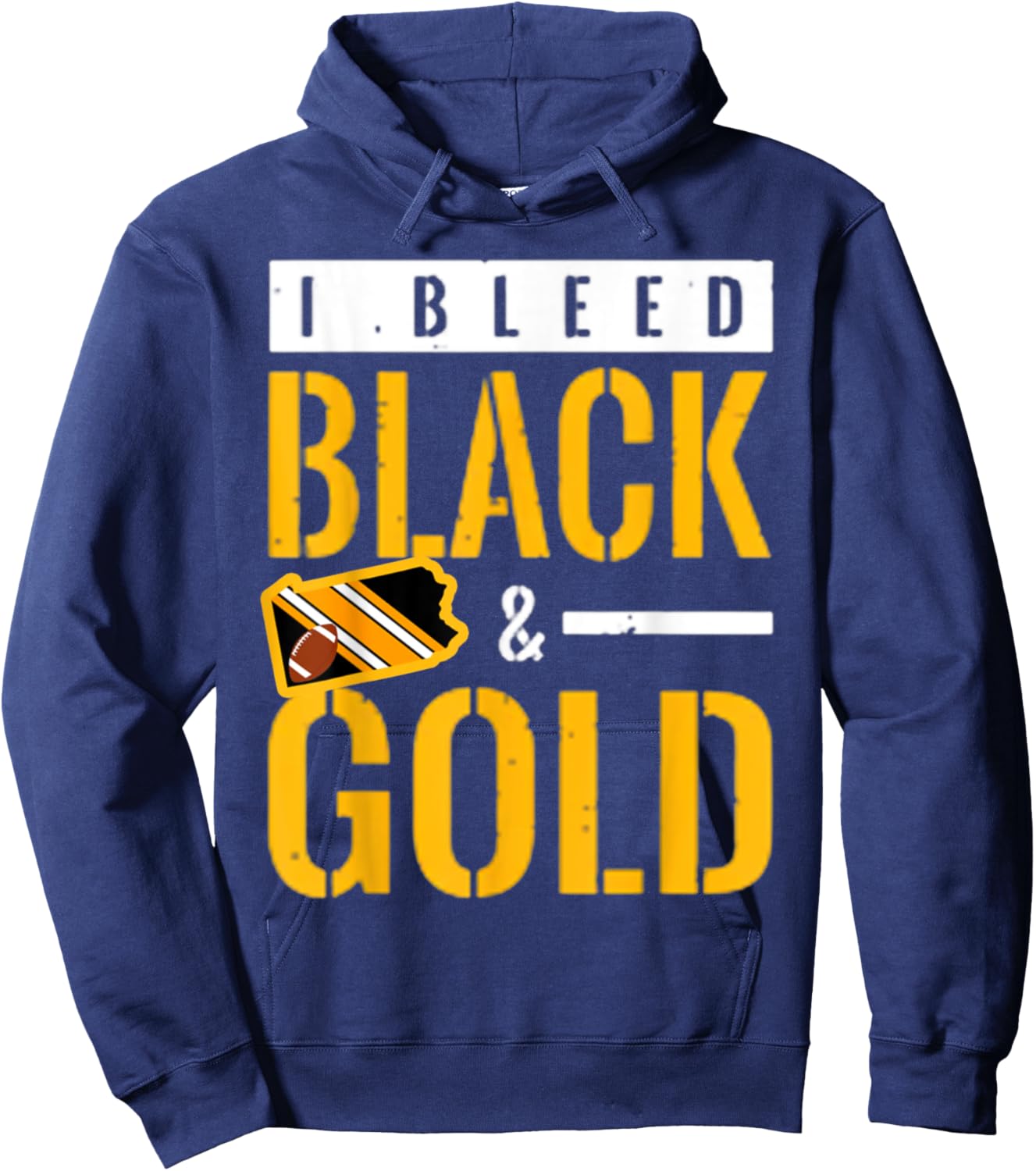 I Bleed Black and Gold Game Day Group School Football Sports Hoodie - Hoodie | Navy
