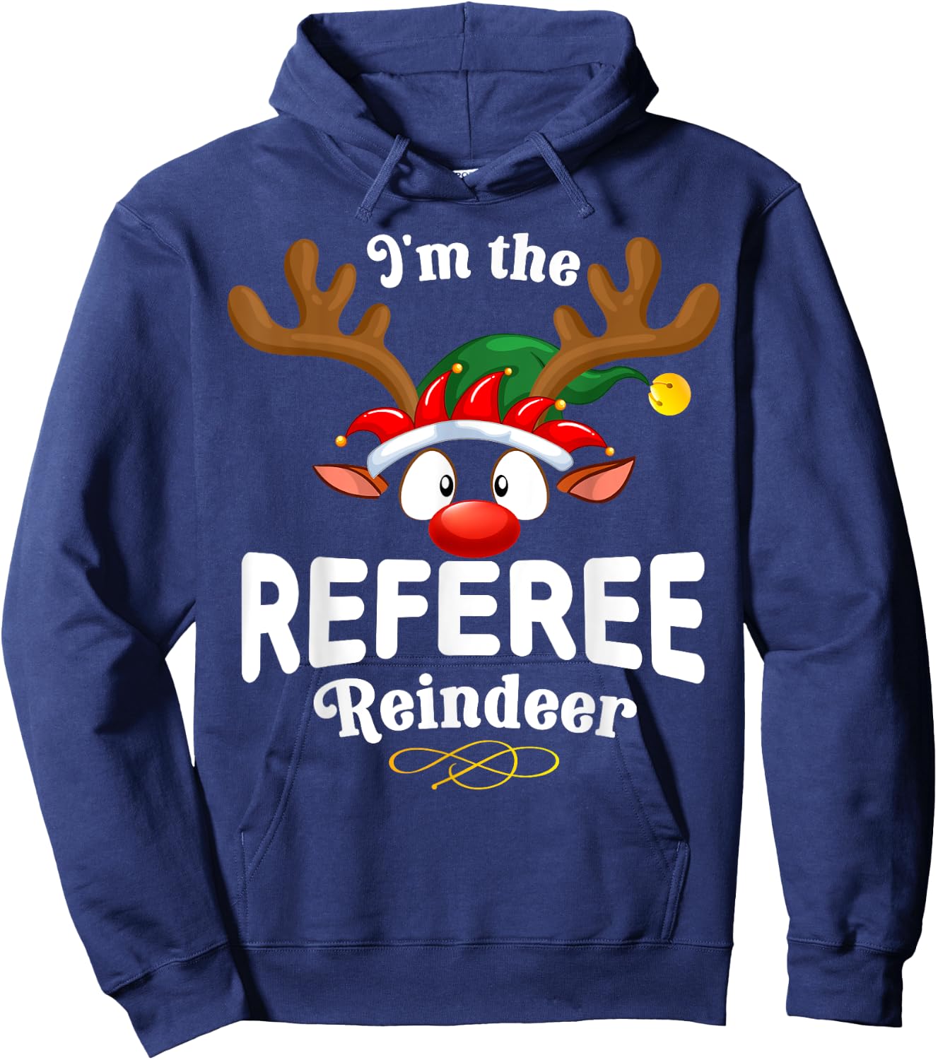Christmas PJS Referee XMas Reindeer Matching Hoodie - Hoodie | Navy