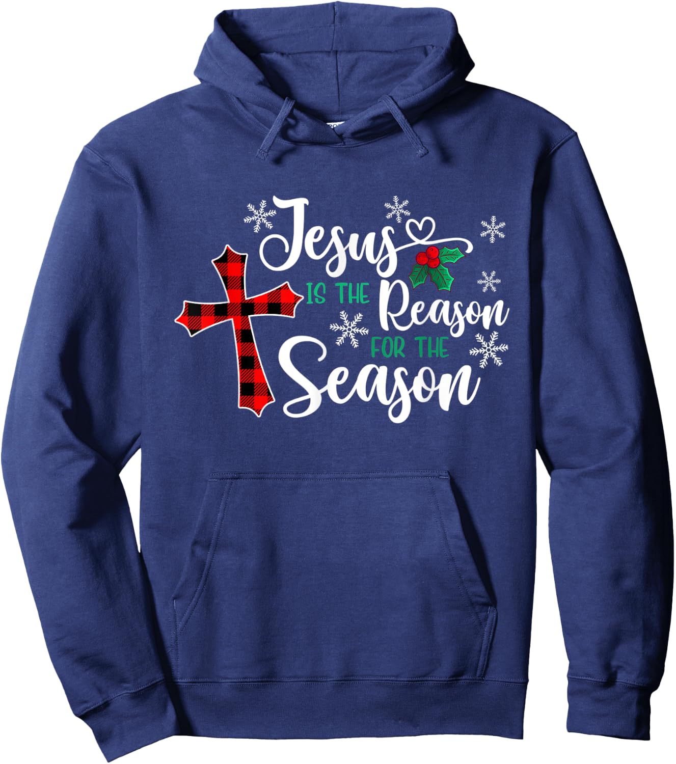 Jesus Is The Reason For The Season Christmas Christian Cross Hoodie - Hoodie | Navy