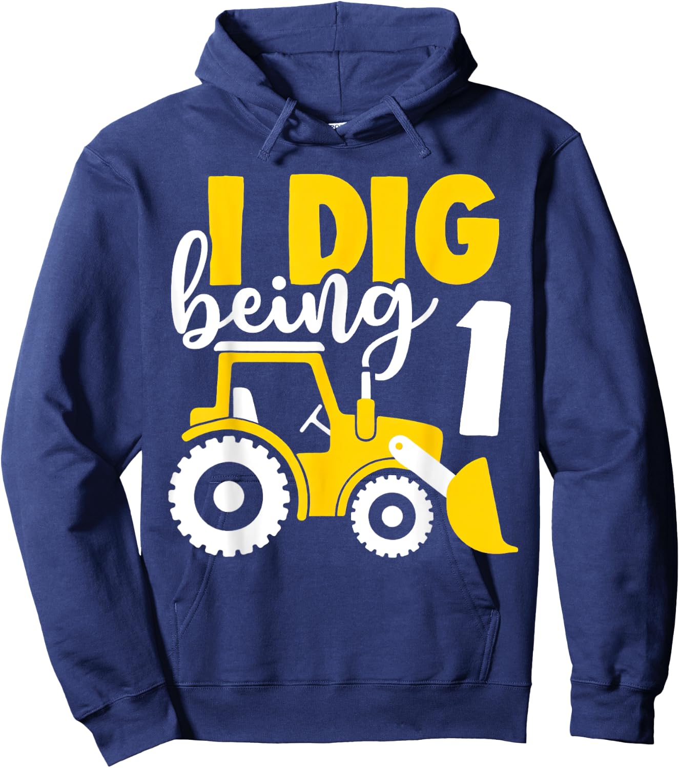 1st Birthday Boy Construction I Dig Being 1 Years Old Hoodie - Hoodie | Navy