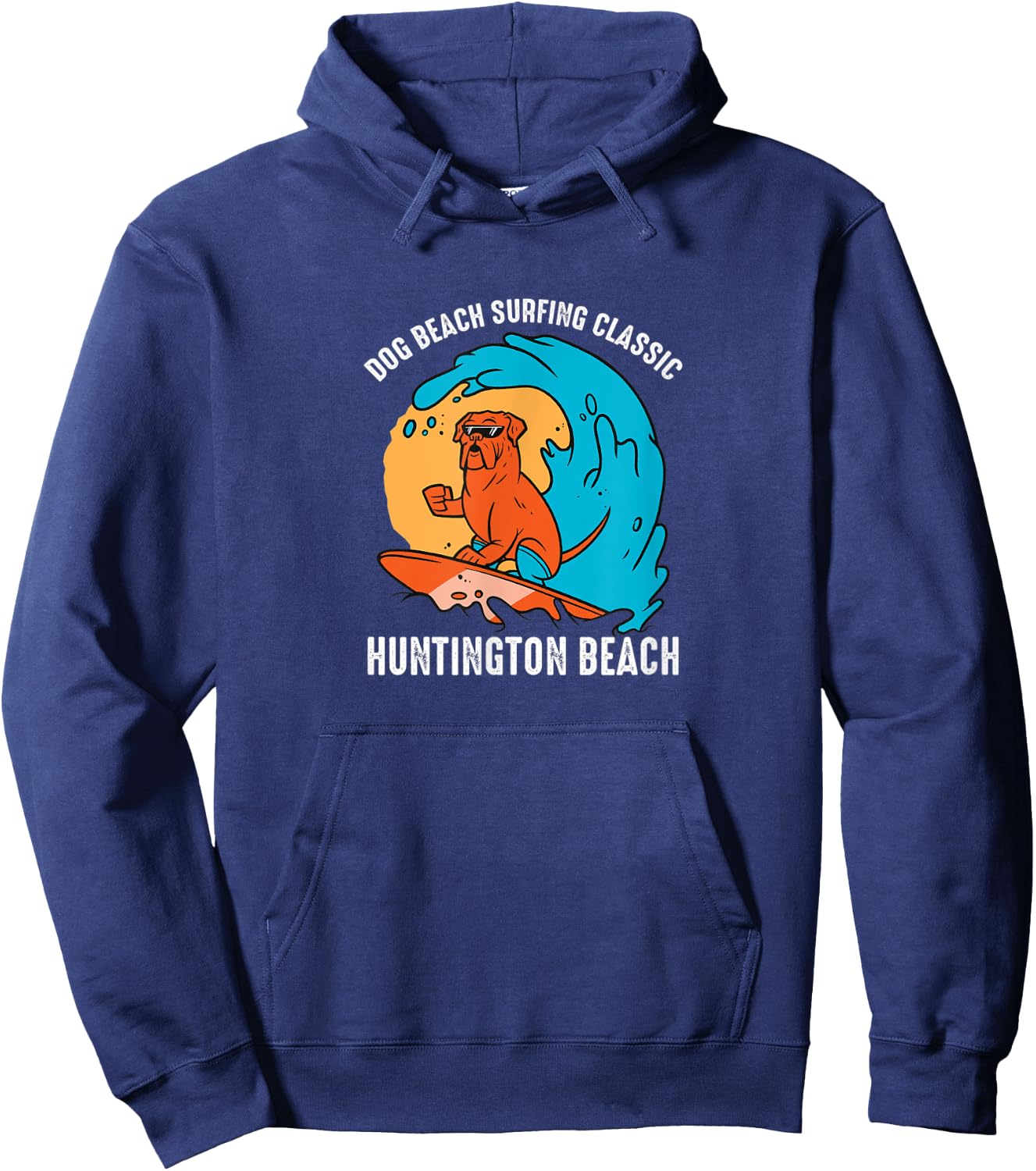Huntington Dog Beach California CA Surf Hoodie - Hoodie | Navy