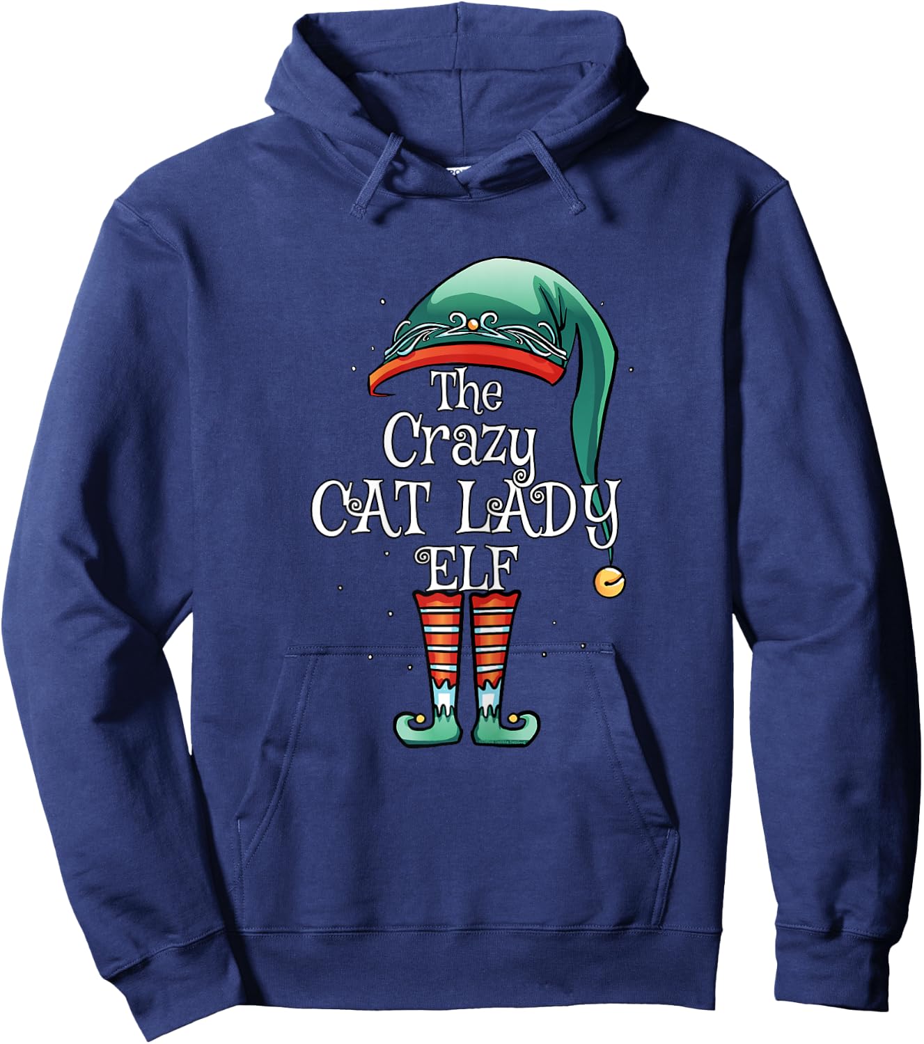 The Crazy Cat Lady Elf Matching Family Christmas Cat Lover Hoodie - Hoodie | Navy