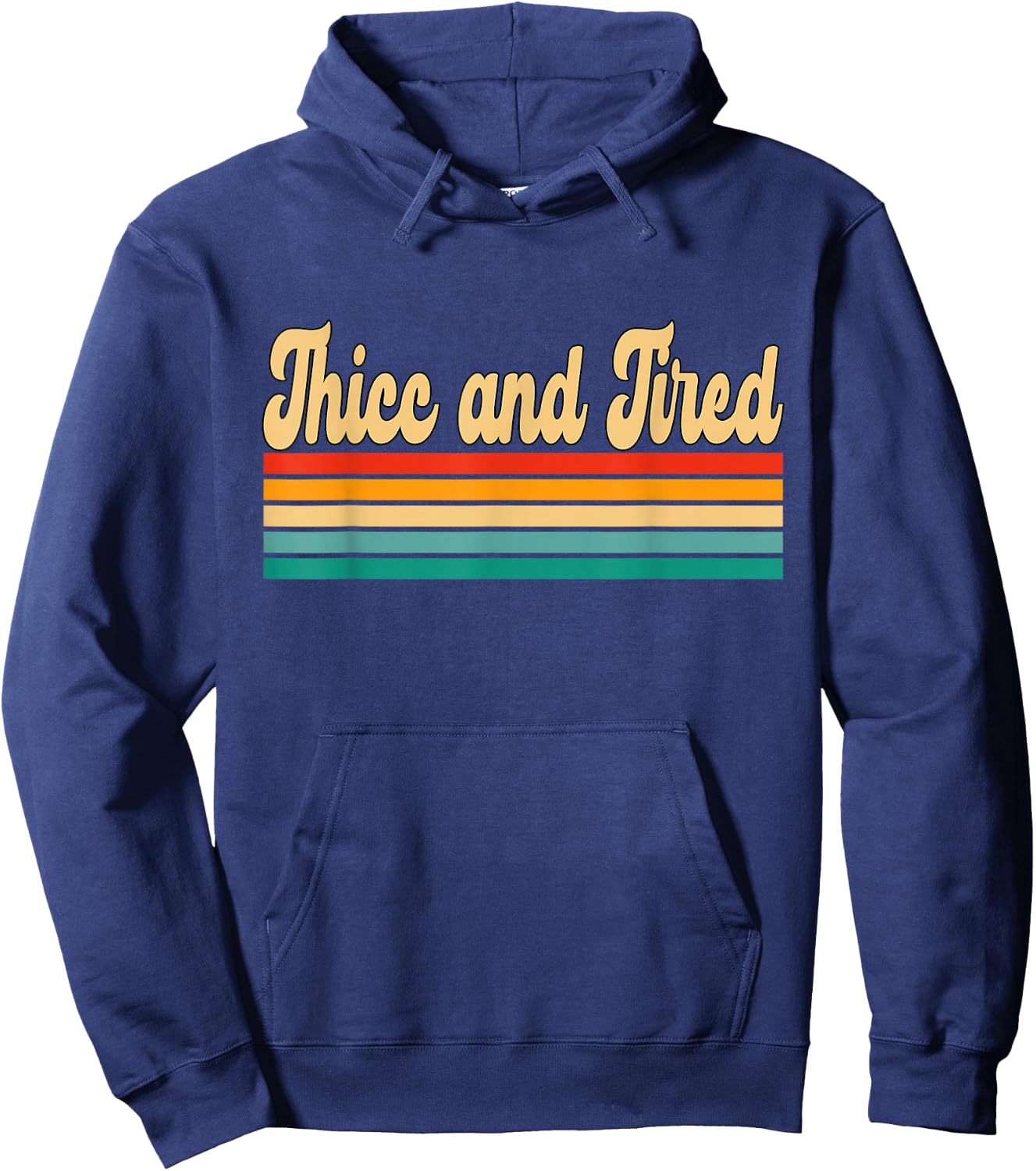 Thicc and Tired Retro Vintage Hoodie - Hoodie | Navy