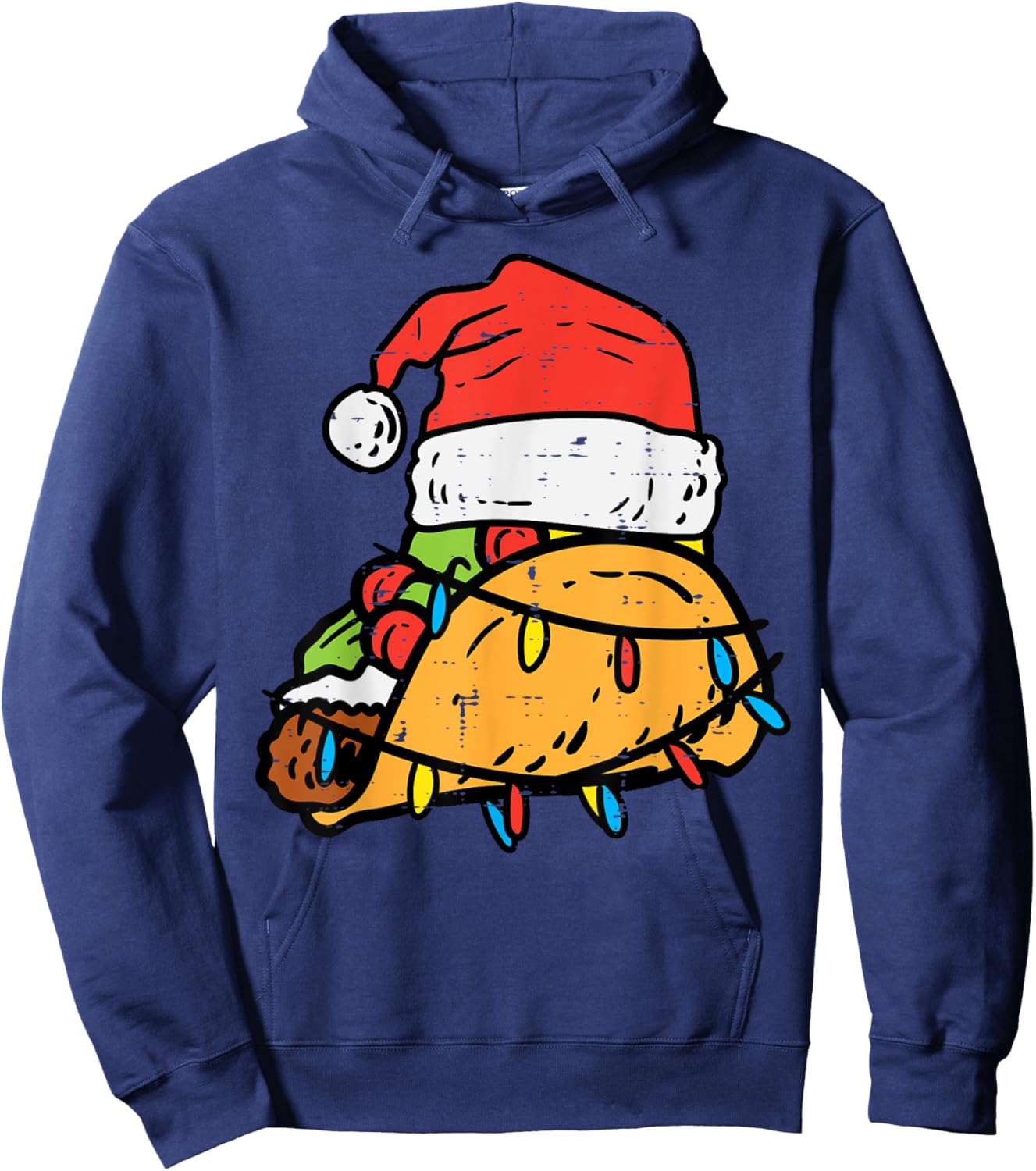 Christmas Tacos Santa Funny Mexican Food Xmas Men Women Kids Hoodie - Hoodie | Navy