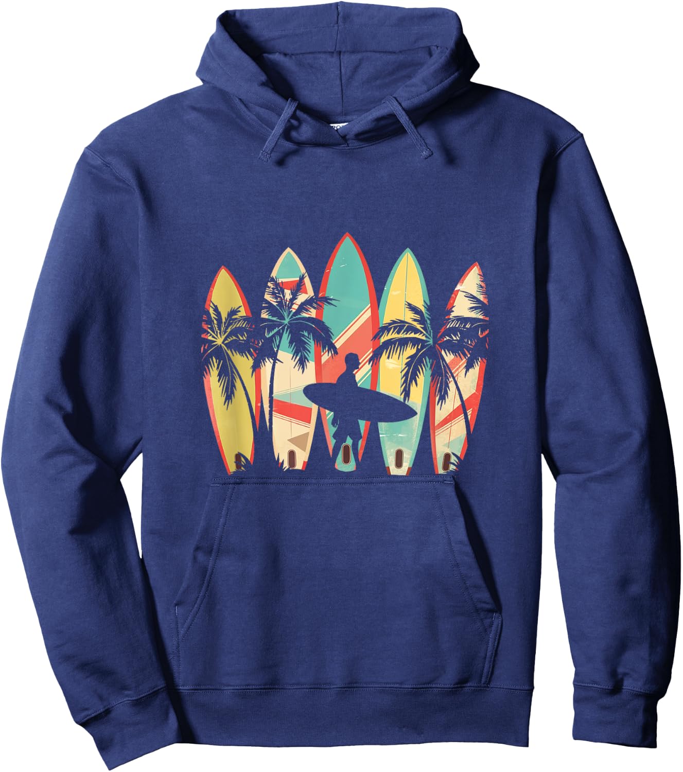 Vintage Surfer Surfing Beach Surf Surfboard Women Hoodie - Hoodie | Navy