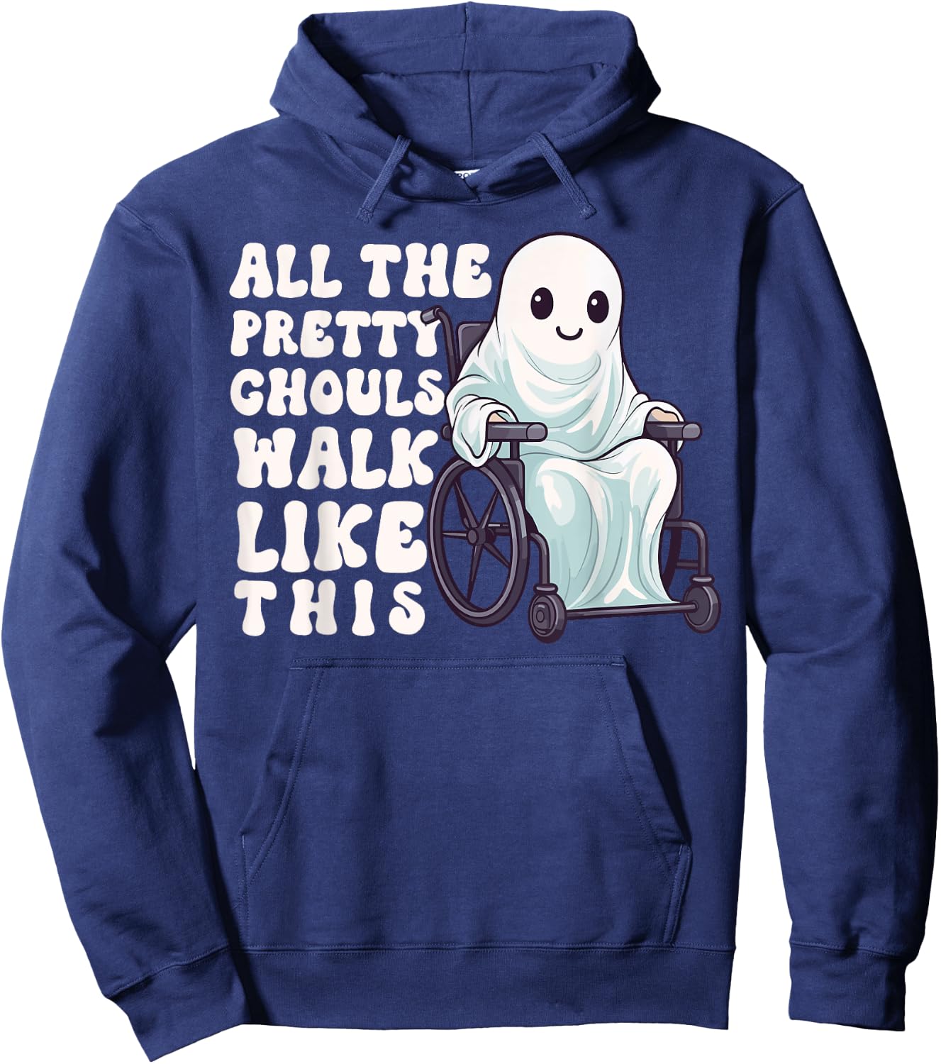 Halloween Wheelchair Costume Handicap Joke Ghouls Walk Like Hoodie - Hoodie | Navy