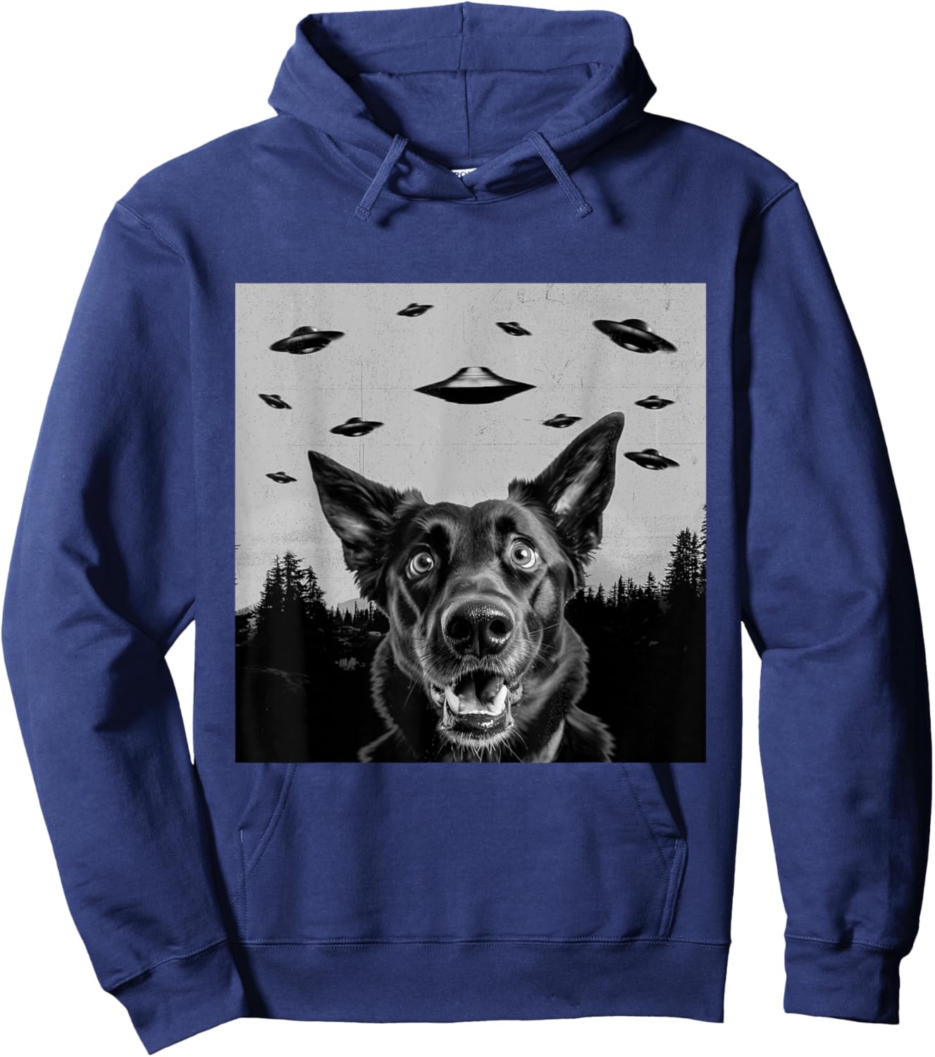Alien UFO Funny Dutch Shepherd Dog Lover Men Women Kids Hoodie - Hoodie | Navy