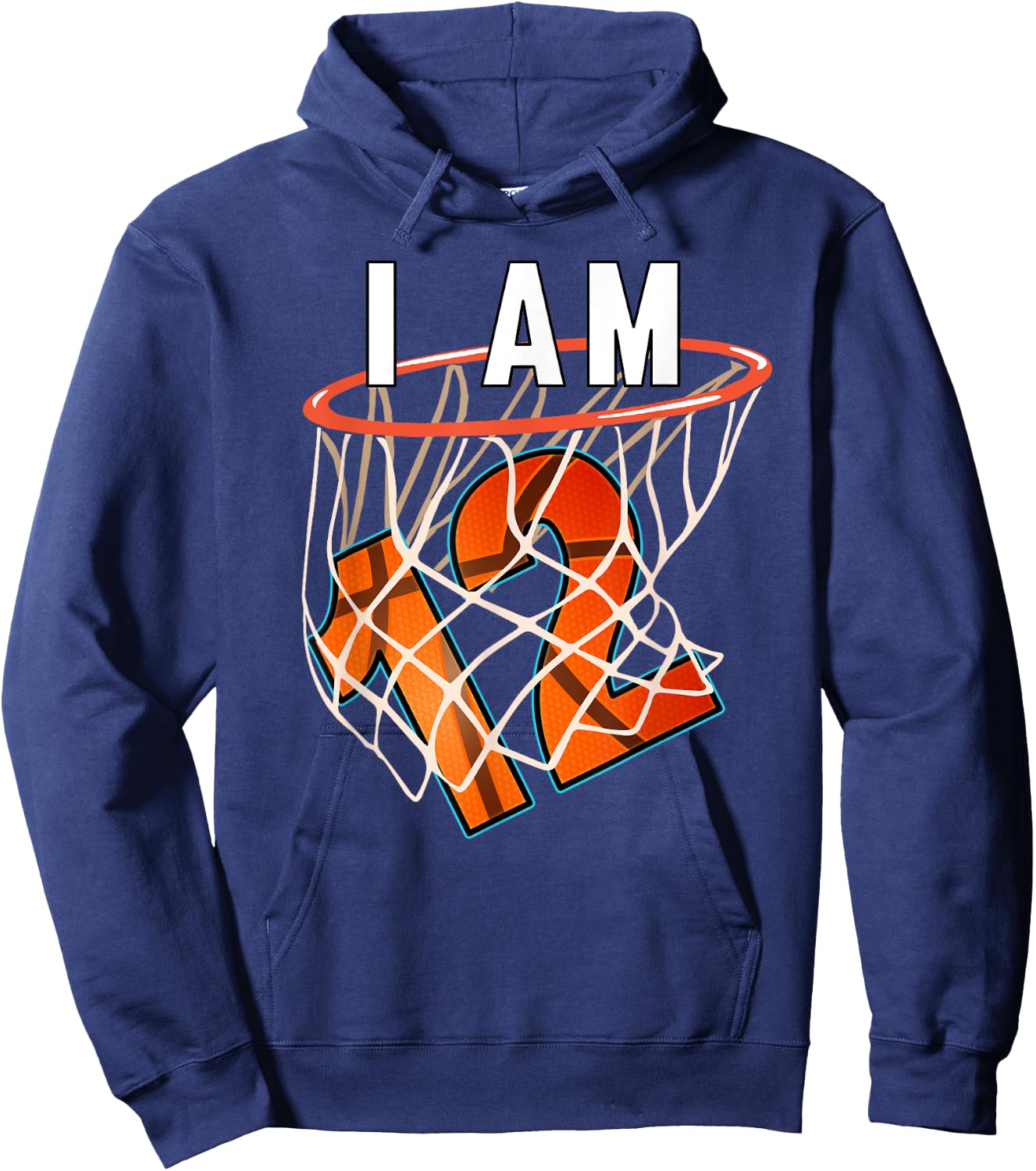 I Am 12 Basketball Themed 12th Birthday Party Celebration Hoodie - Hoodie | Navy