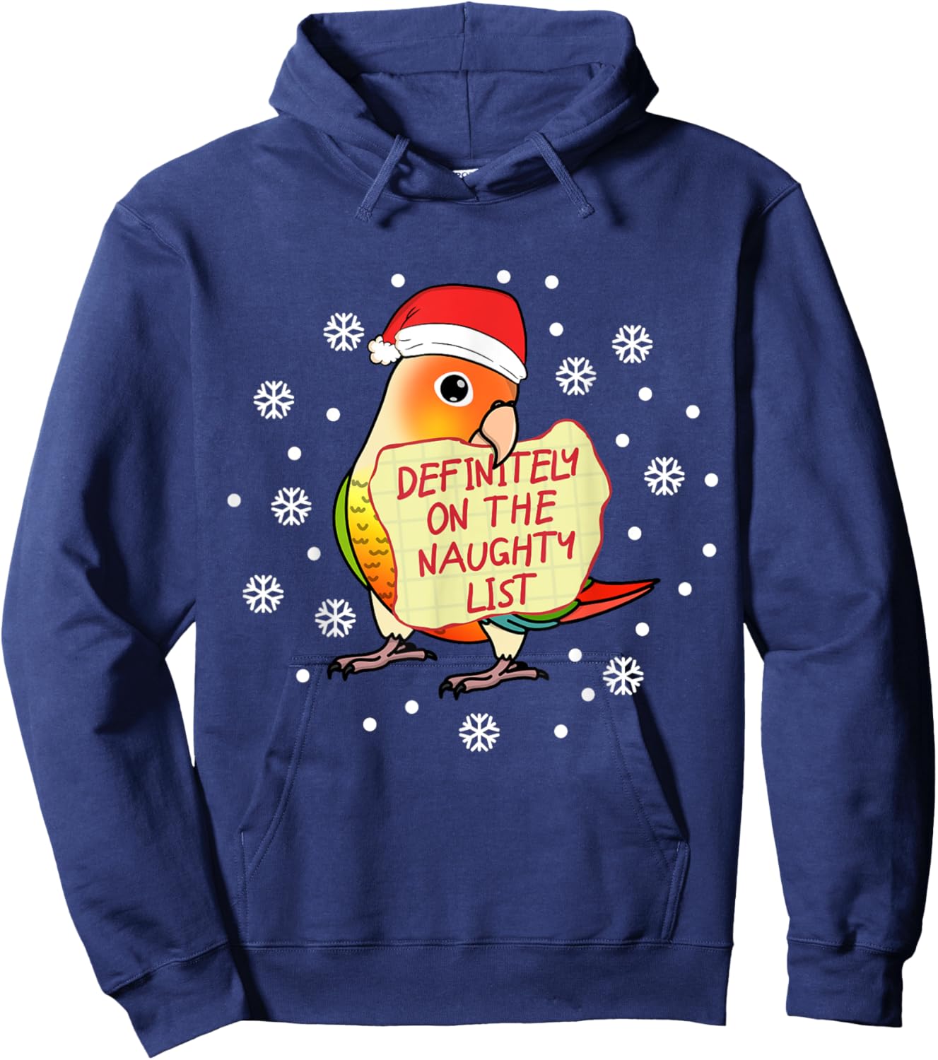 Naughty List Parrot | Green Cheek Pineapple Conure Hoodie - Hoodie | Navy