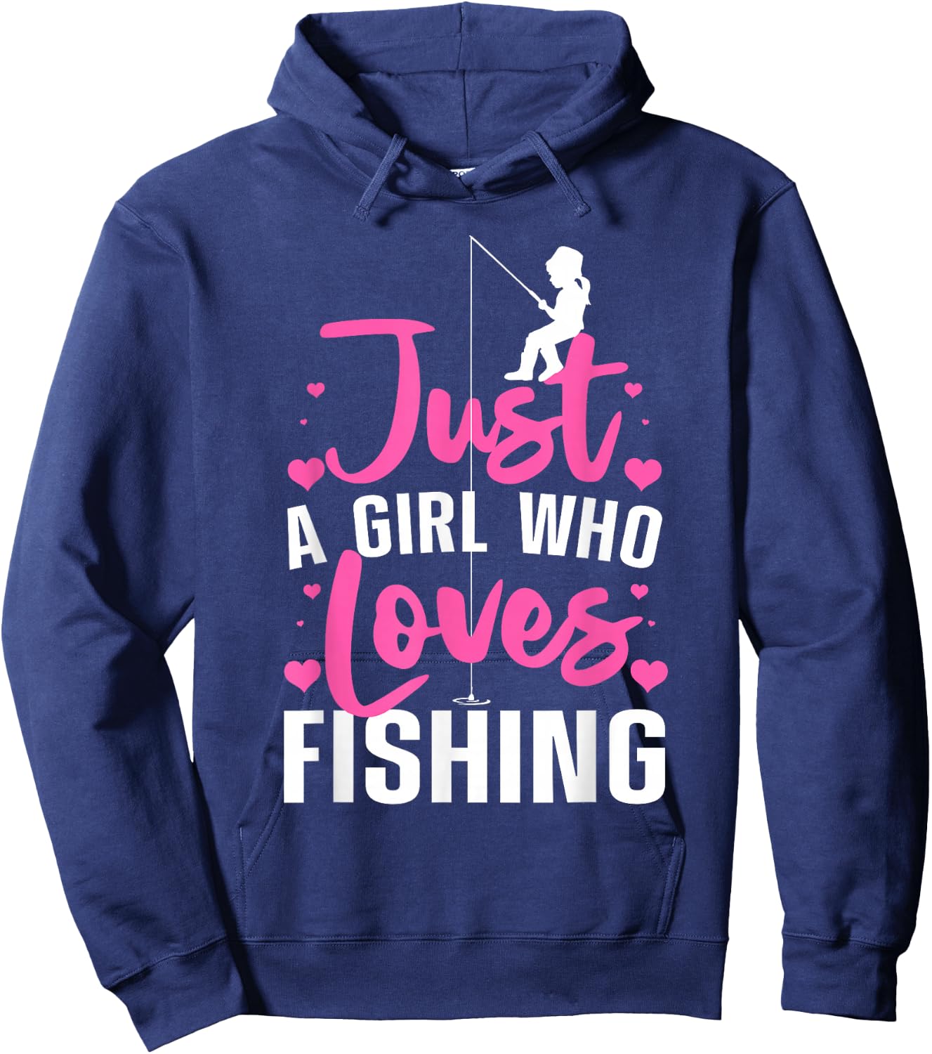 Cute Fishing Girls Kids Fisher Fisherman Bass Fish Hoodie - Hoodie | Navy