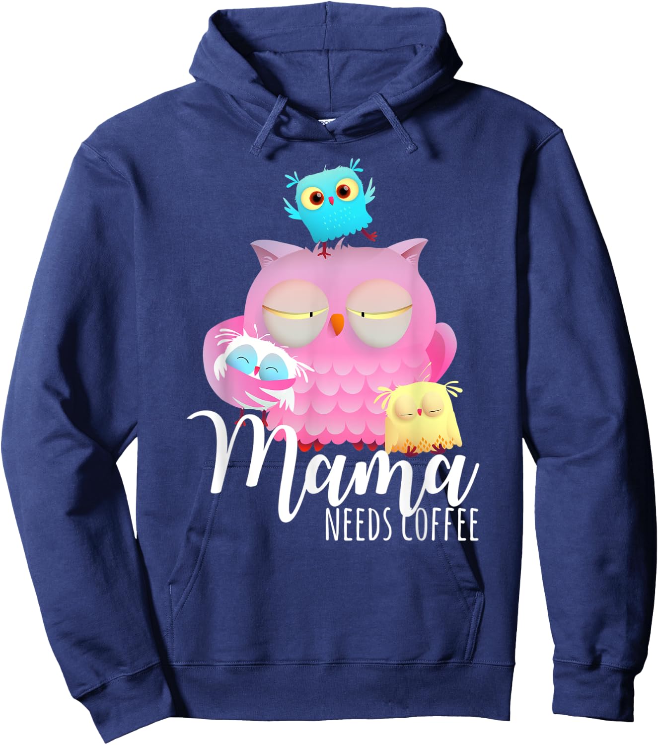 Mama Needs Coffee Night Owl 3 Children Morning Group Hoodie - Hoodie | Navy