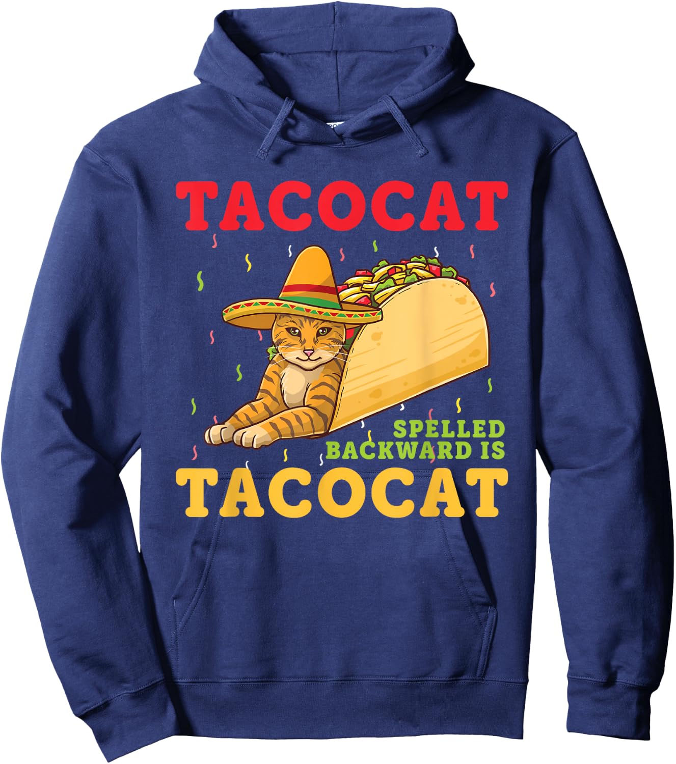 Tacocat Spelled Backwards Tacos and Cats Cinco De Mayo Cat Women Girls Kids Hoodie - Hoodie | Navy