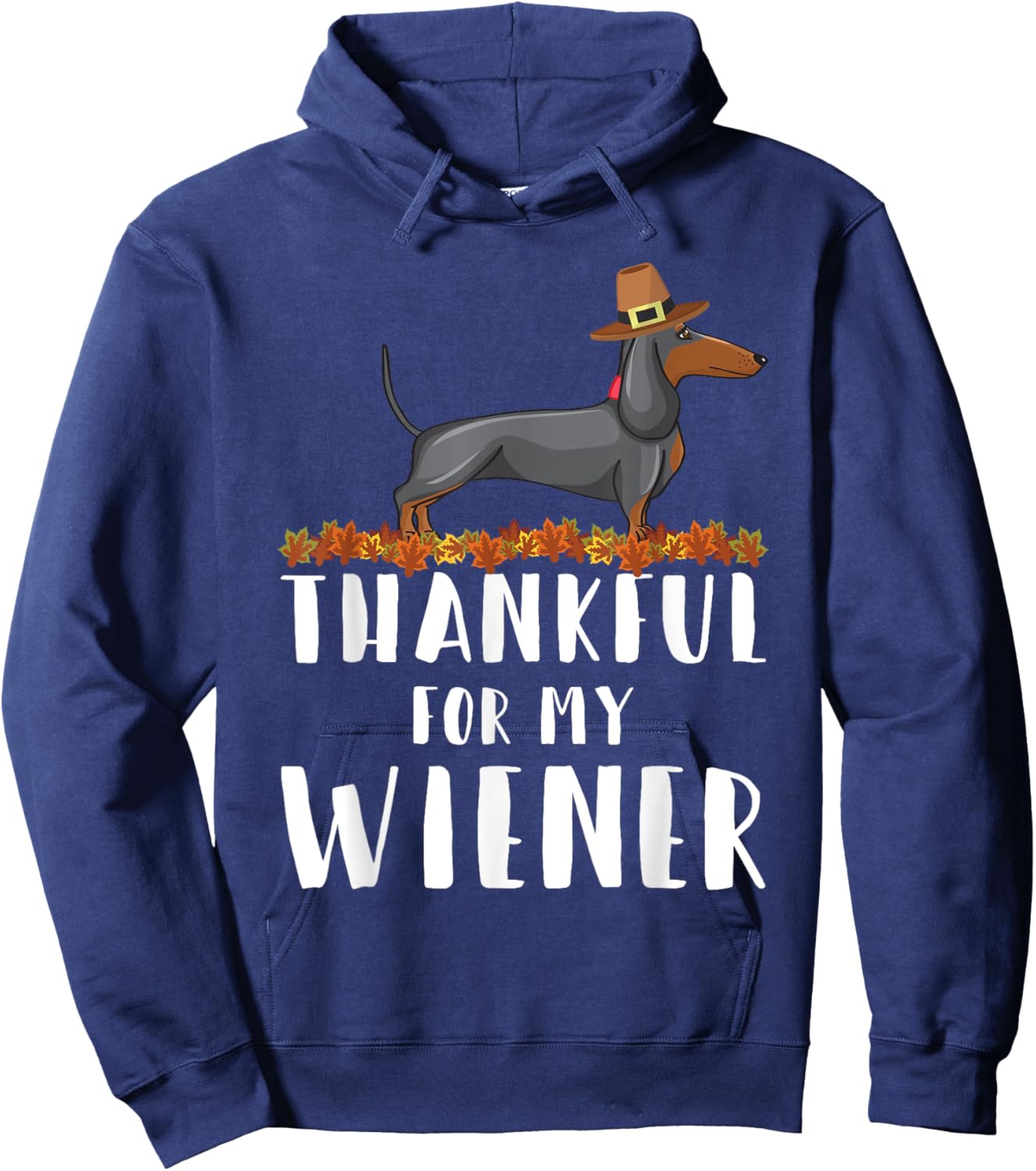 Thankful for My Wiener Dog Funny Dachshund Thanksgiving Women Kids Hoodie - Hoodie | Navy