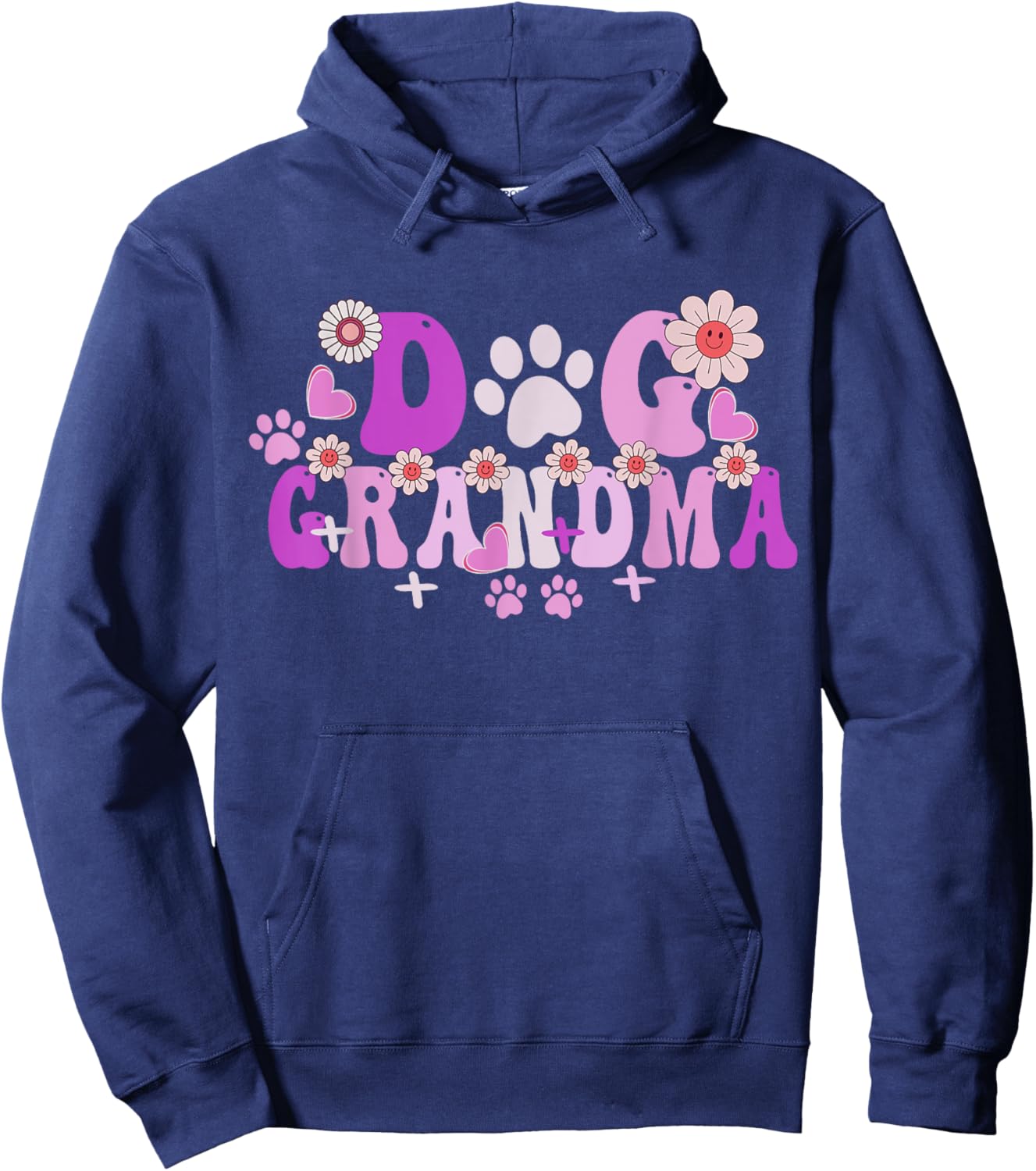 Groovy Dog Grandma Art Owner Mama Grandma Dog Lovers Hoodie - Hoodie | Navy