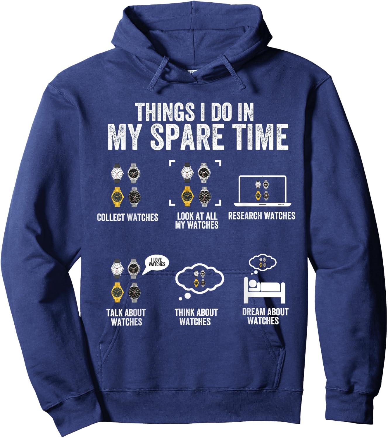 Things I Do In My Spare Time, Horologist Watch Collector Hoodie - Hoodie | Navy