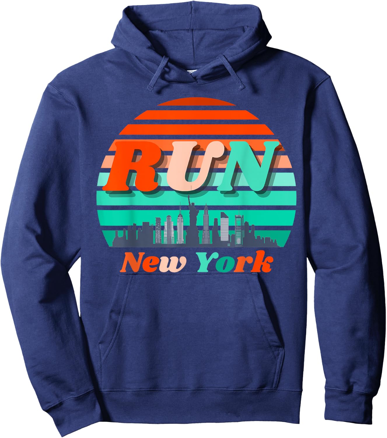 Run New York Sunrise City Silhouette Celebrate Running Hoodie - Hoodie | Navy